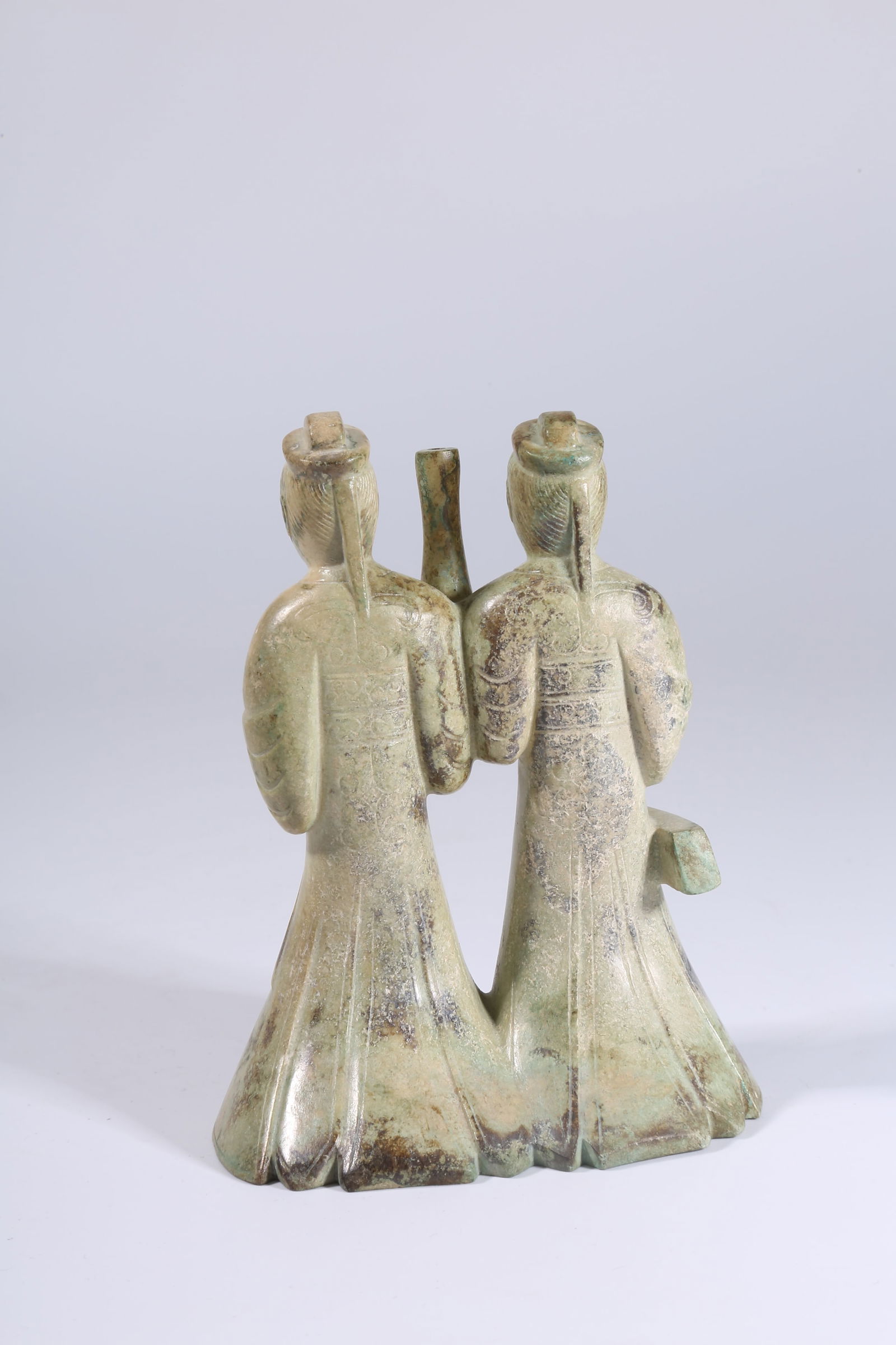 A ARCHAIC JADE DOUBLE-LINKED DANCING FIGURES - 6