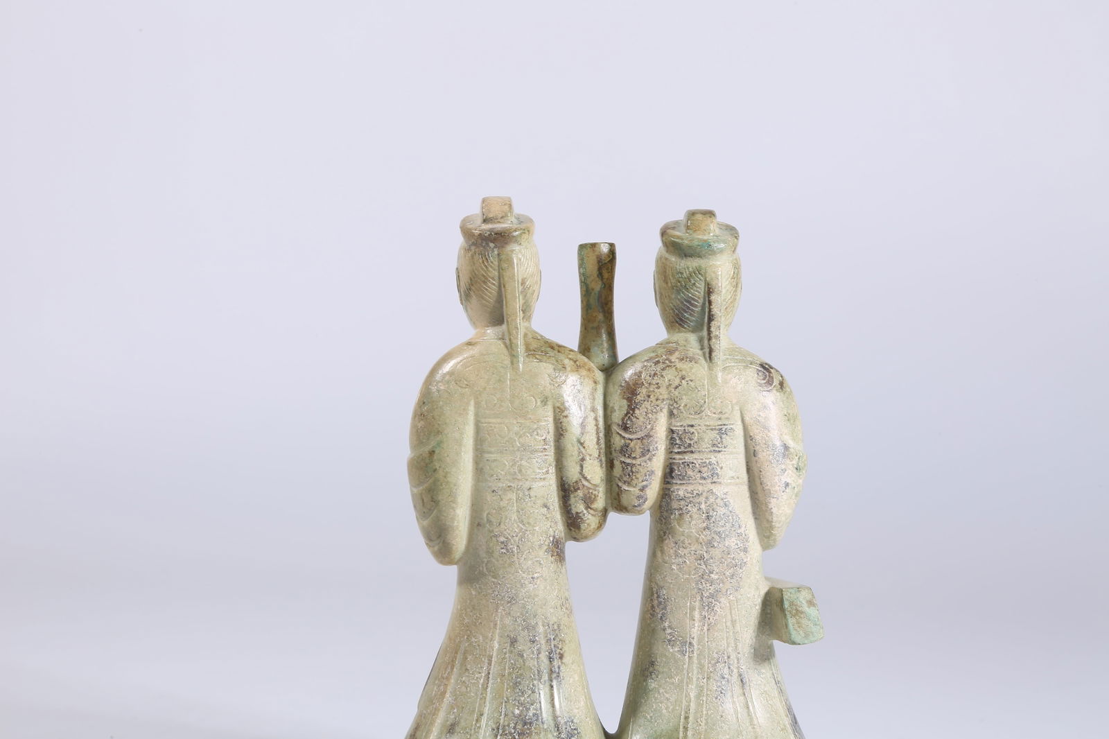 A ARCHAIC JADE DOUBLE-LINKED DANCING FIGURES - 7