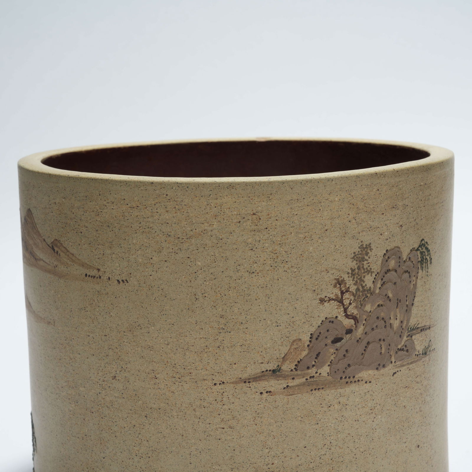 A ZISHA LANDSCAPE-PATTERN BRUSH POT - 6