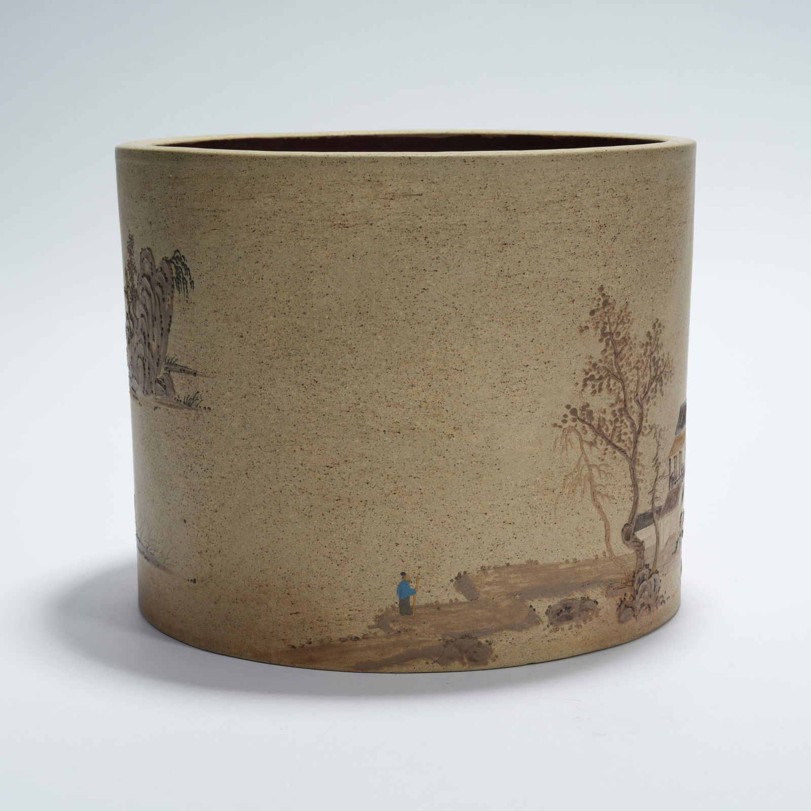 A ZISHA LANDSCAPE-PATTERN BRUSH POT - 8