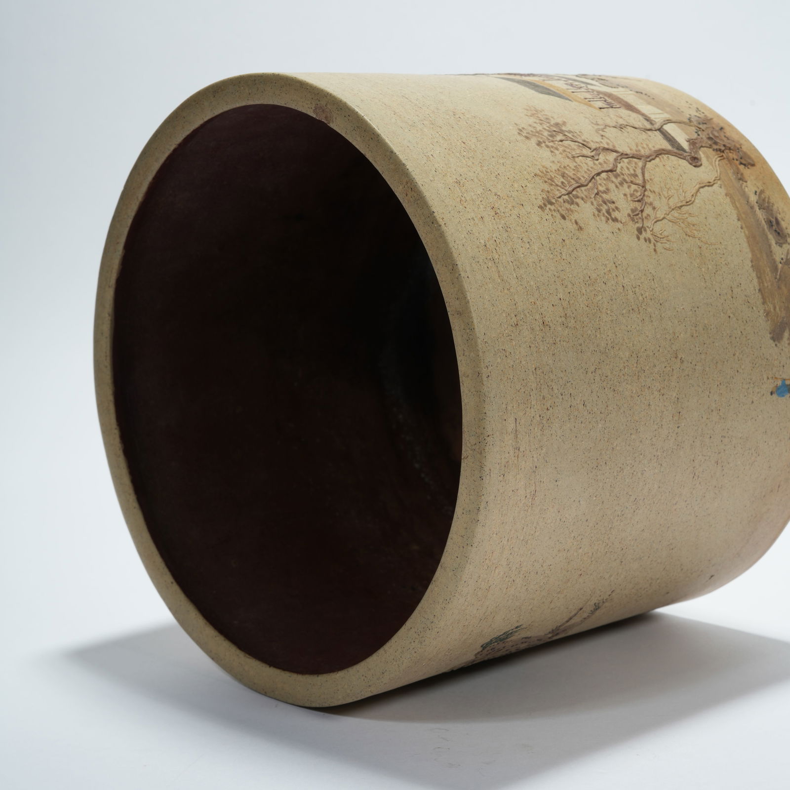 A ZISHA LANDSCAPE-PATTERN BRUSH POT - 9