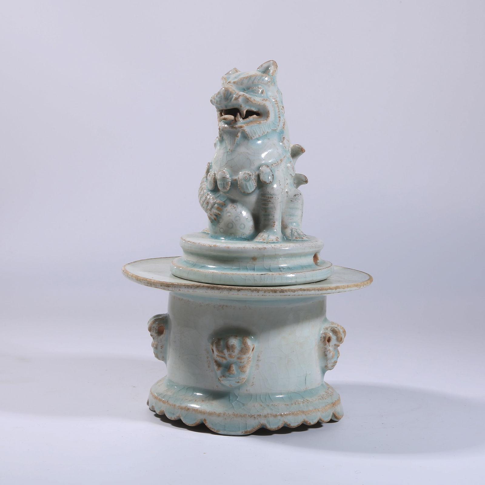 A HUTIAN KILN AUSPICIOUS BEAST-SHAPED INCENSE BURNER: Hutian Kiln Auspicious Beast-Shaped Incense Burner