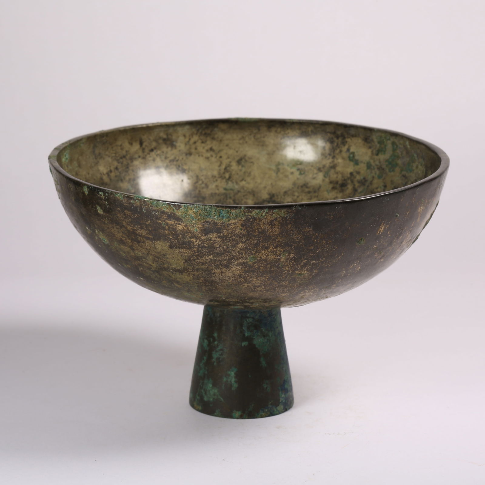 A BRONZE TALL-FOOTED BOWL (1 of 9)