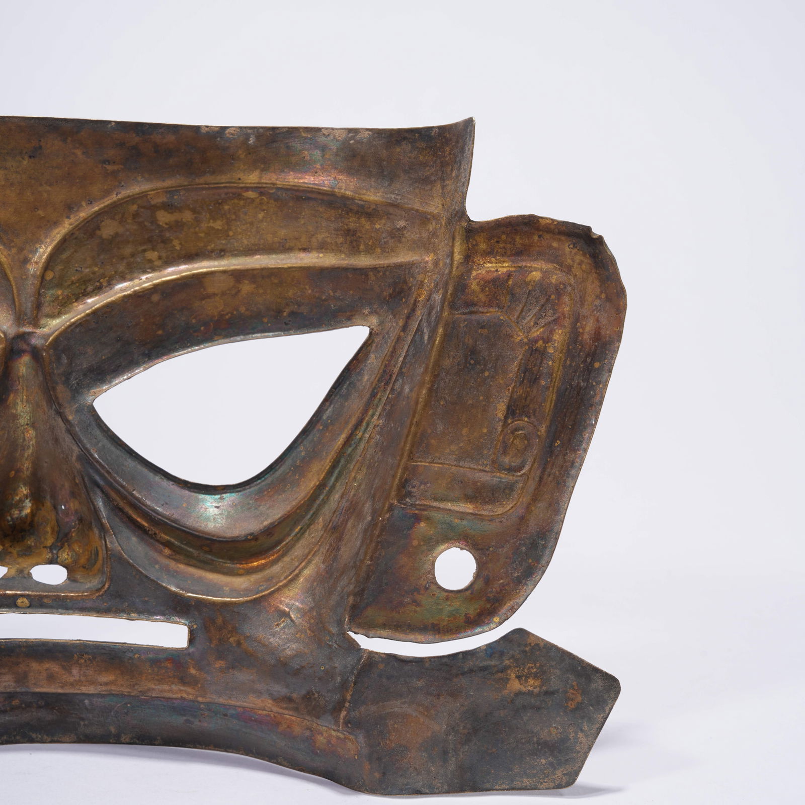 A GILT SILVER MASK - 9