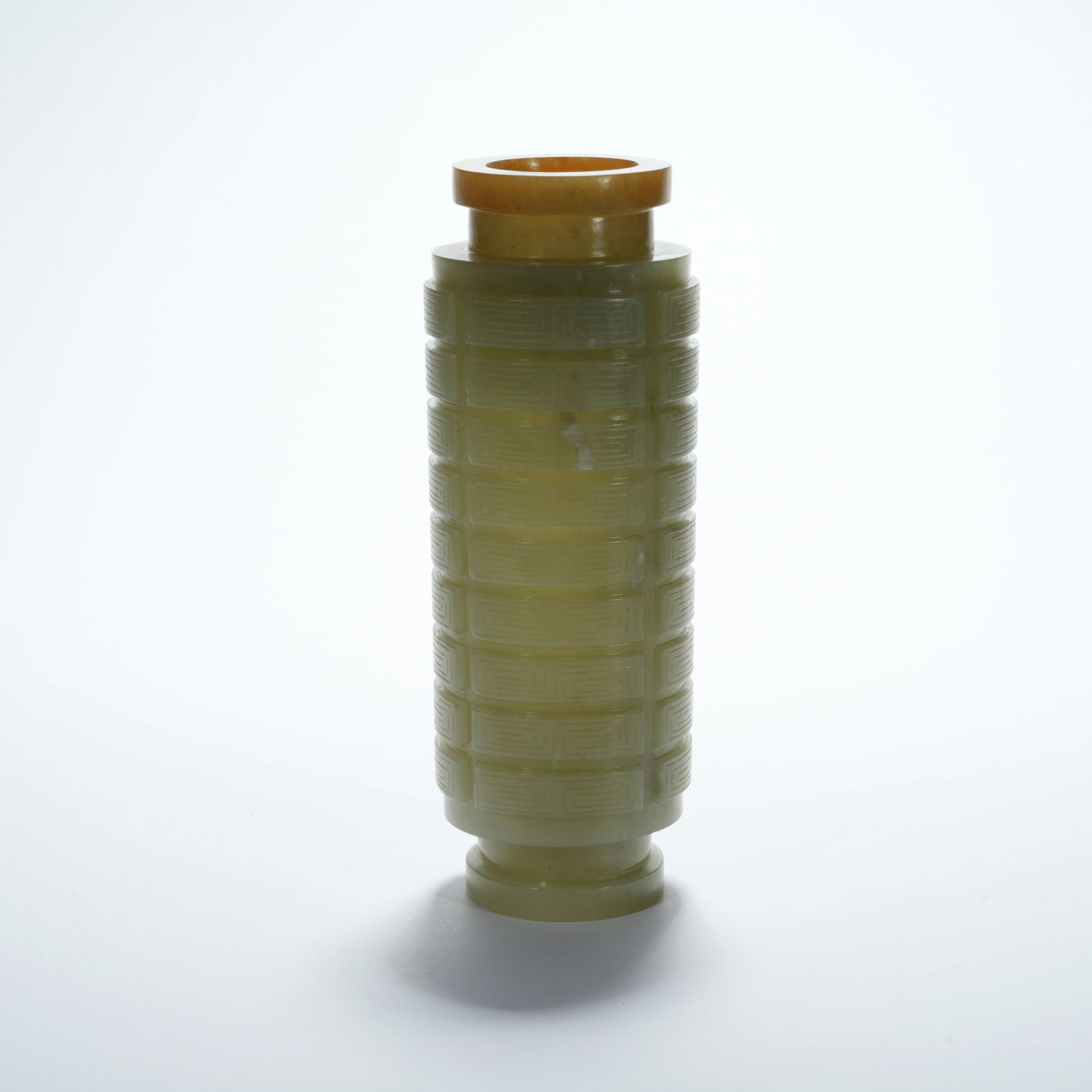 A HETIAN JADE CONG-STYLE VASE: Hetian Jade Cong-Style Vase