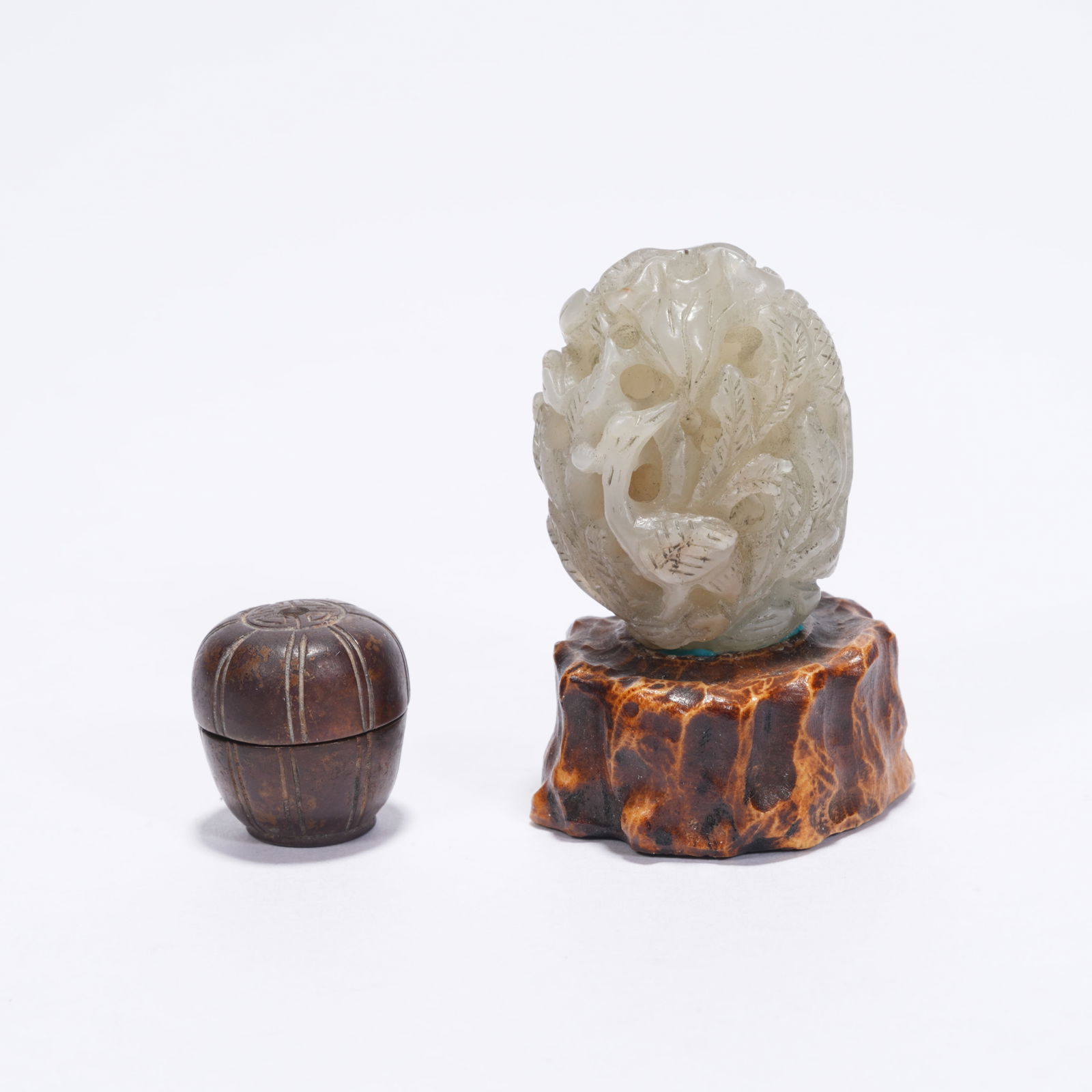 A GROUP OF HETIAN JADE AND BRONZE INCENSE HOLDERS: Group of Hetian Jade and Bronze Incense Holders