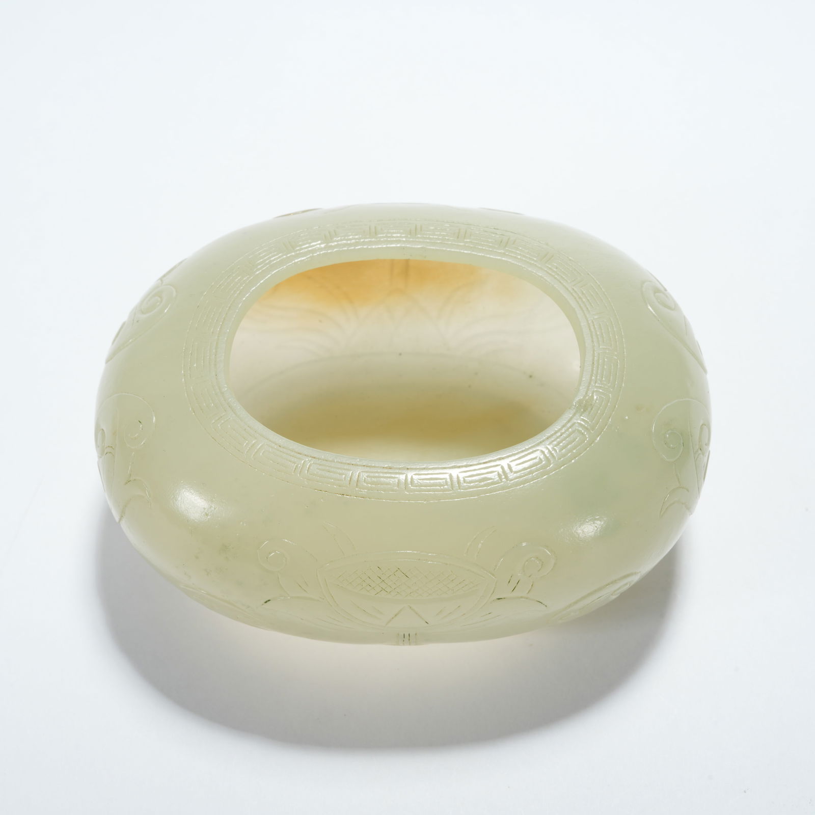 A HETIAN JADE LOTUS-PATTERN WATER CONTAINER - 6