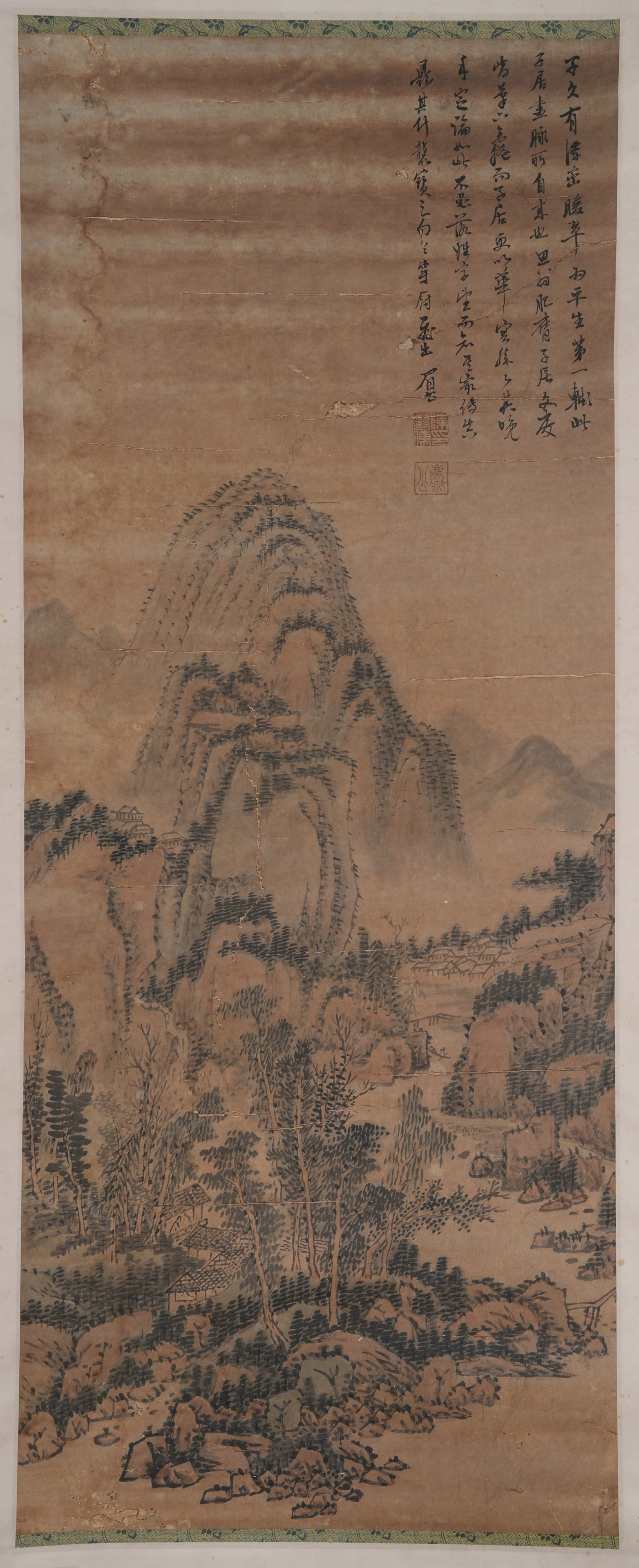 A LANDSCAPE PAINTING ON SILK BY CHEN HONGSHOU.陳洪壽 (1 of 11)