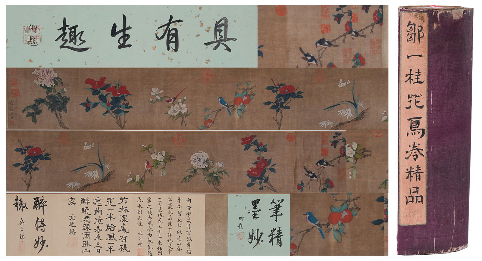 A FLOWER-AND-BIRD HANDSCROLL ON PAPER BY ZOU YIGUI.鄒一桂 (1 of 11)