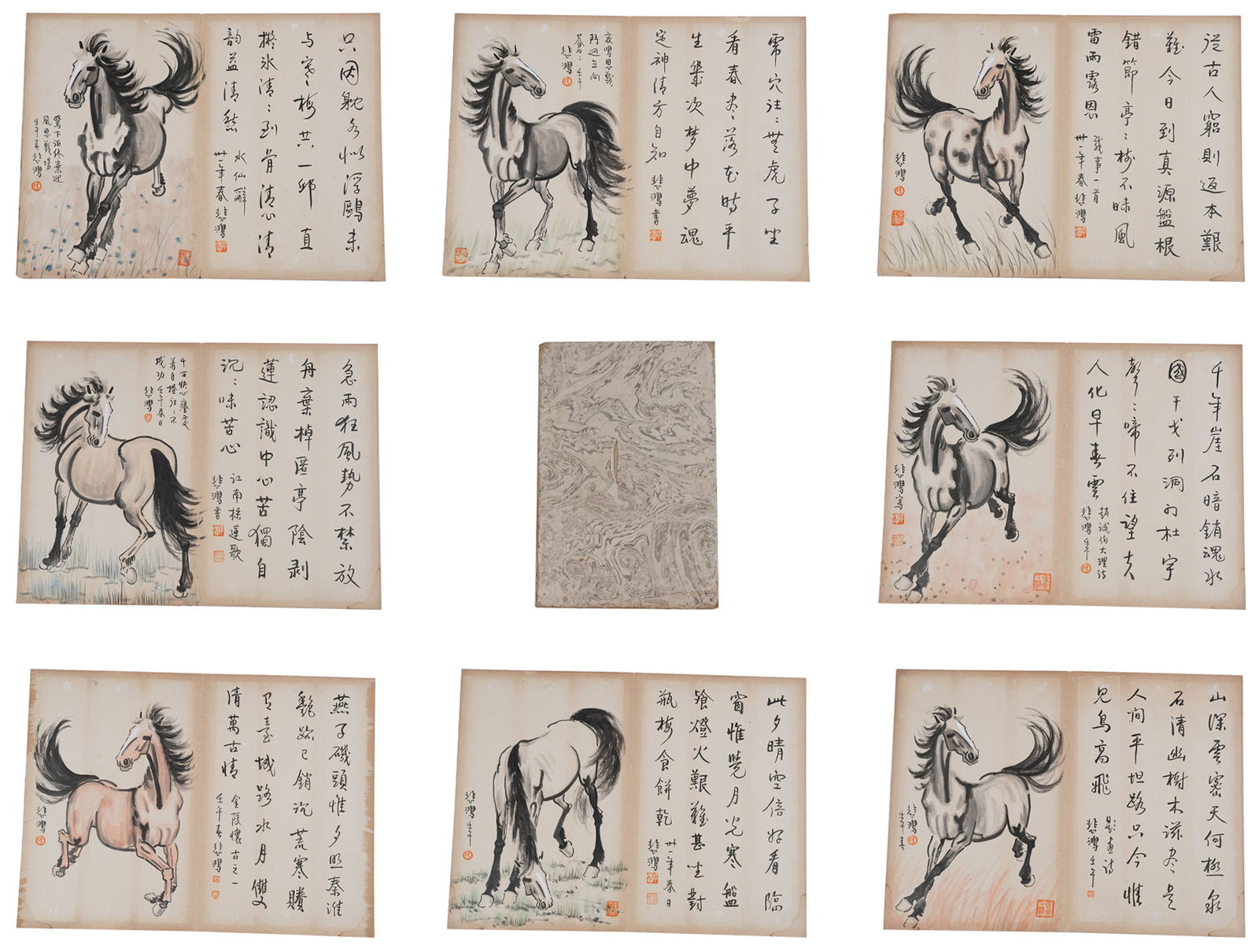 A HORSE PAINTING ALBUM ON PAPER BY XU BEIHONG (9 LEAVES).徐悲鴻 (1 of 11)
