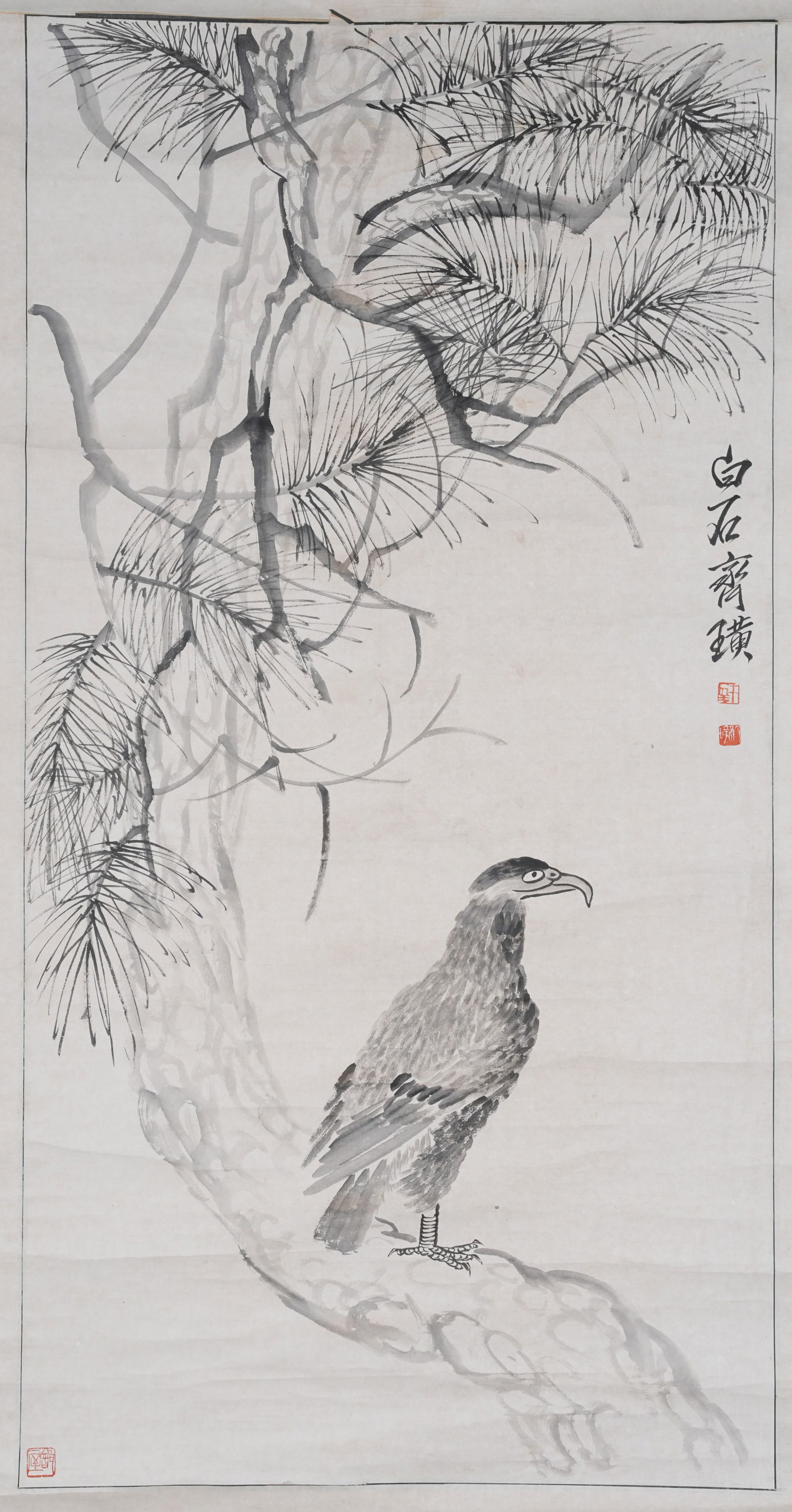 A EAGLE PAINTING ON PAPER BY QI BAISHI.齊白石 (1 of 10)