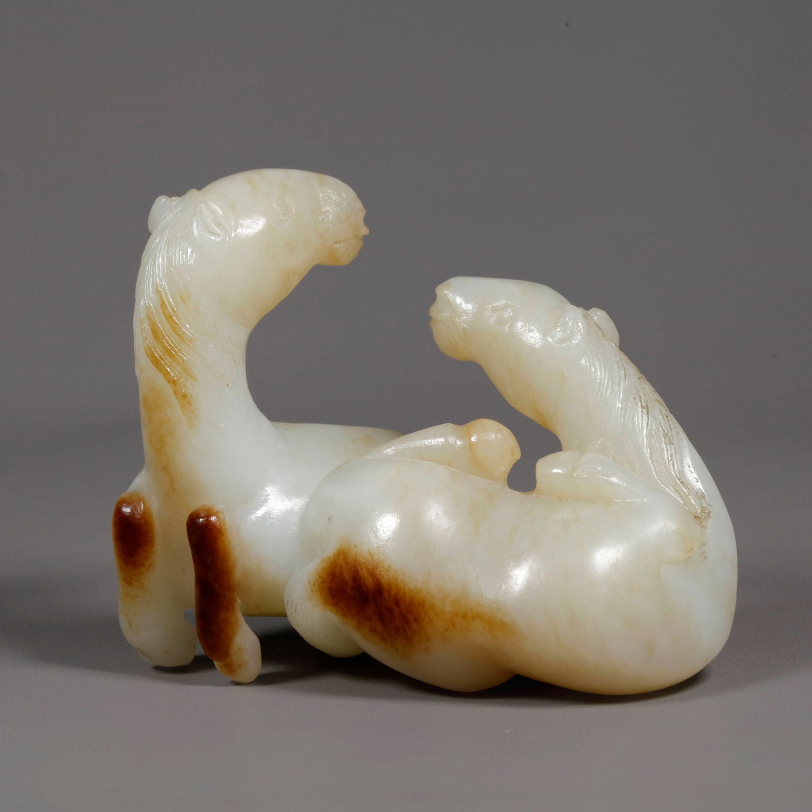 A HETIAN JADE PAIR OF HORSES ORNAMENT (1 of 9)