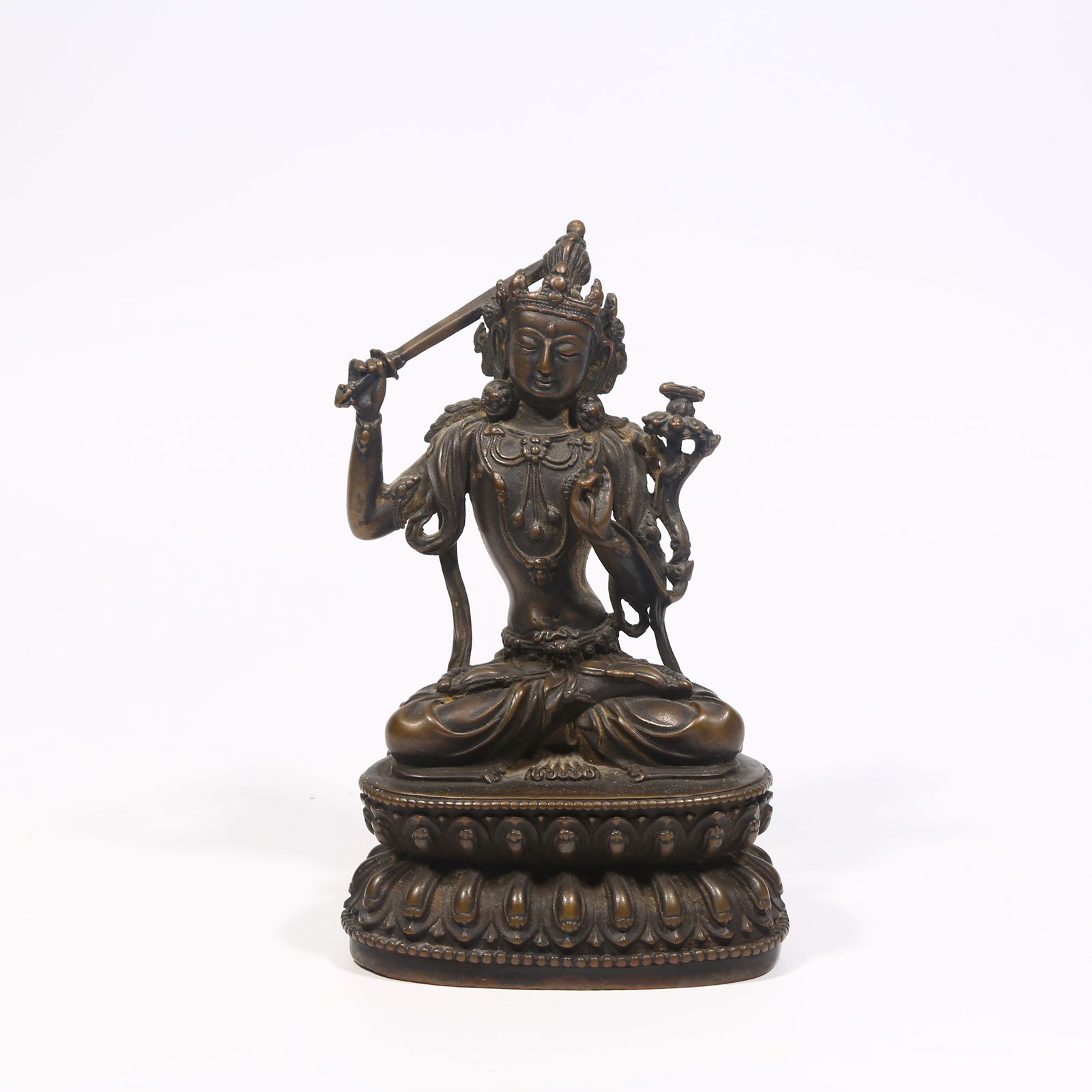 A BRONZE STATUE OF MANJUSHRI BODHISATTVA (1 of 8)