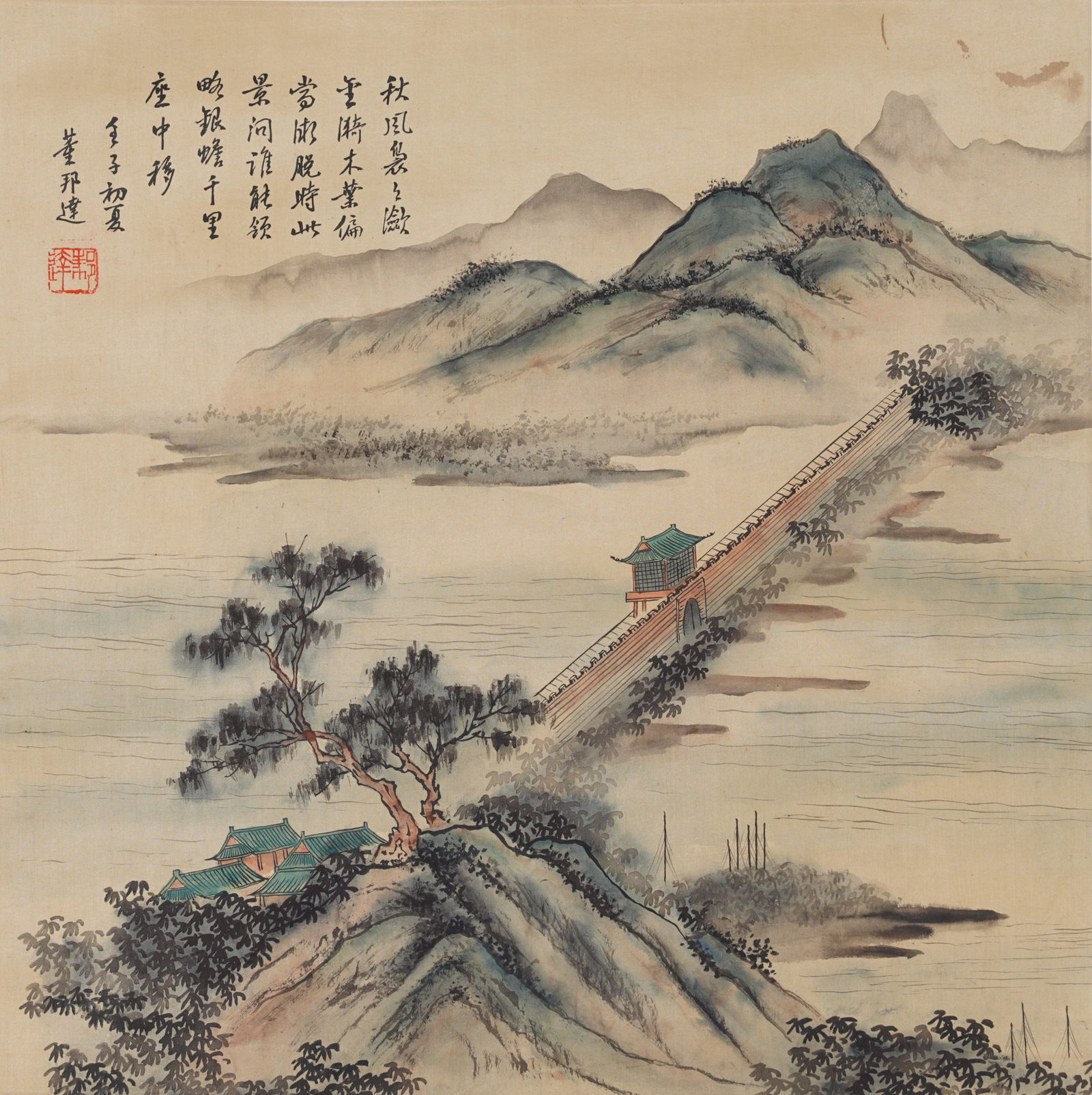 A LANDSCAPE PAINTING ON SILK BY DONG BANGDA.董邦達 (1 of 10)