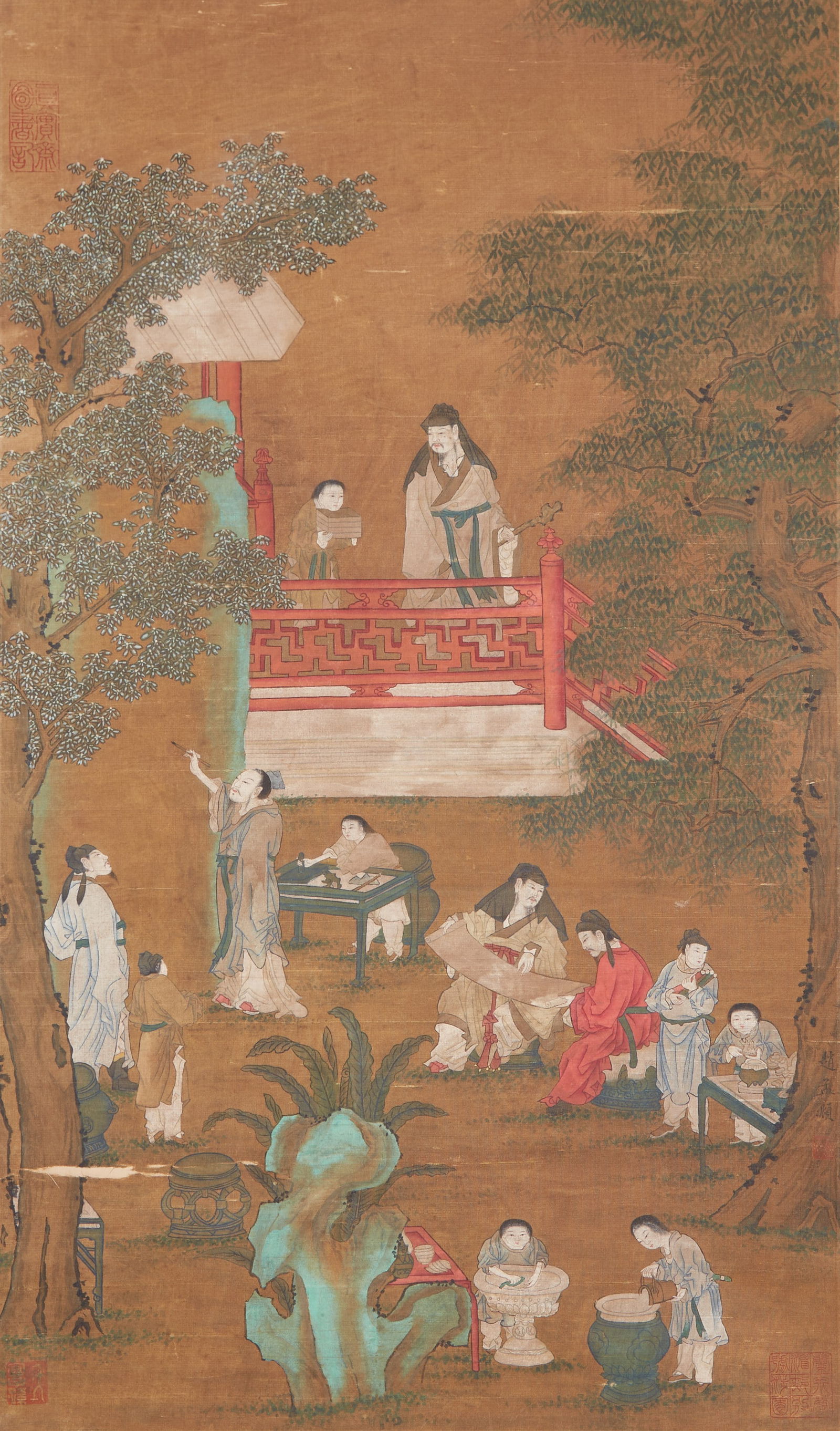 A FIGURE PAINTING ON SILK BY ZHAO MENGFU.趙孟頫: Figure Painting on Silk by Zhao Mengfu.趙孟頫