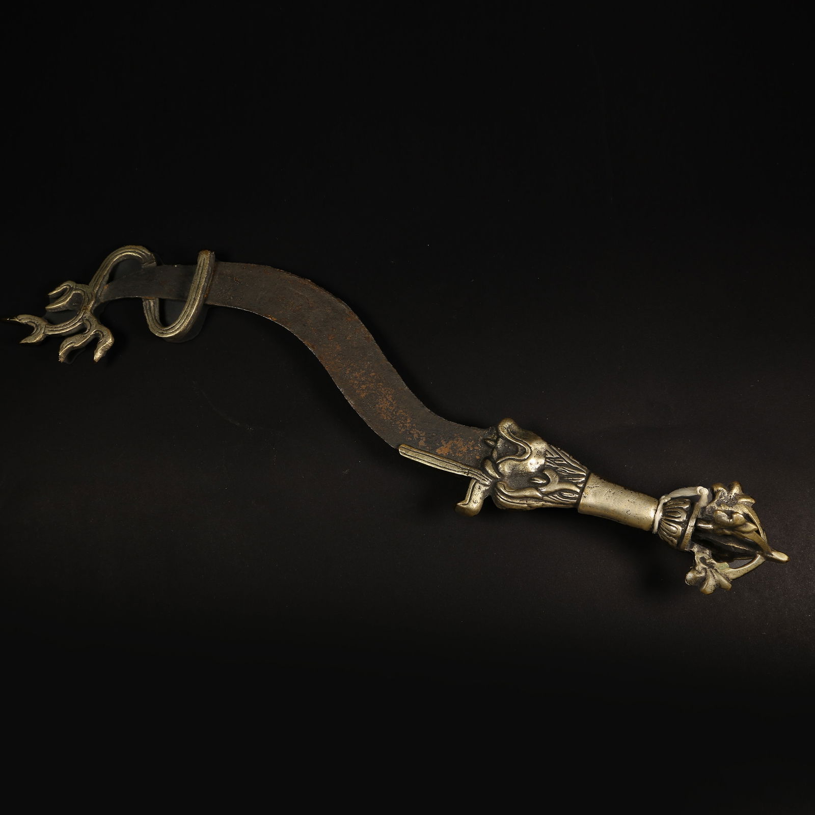 A BRONZE FLAMING SWORD RITUAL OBJECT: Bronze Flaming Sword Ritual Object