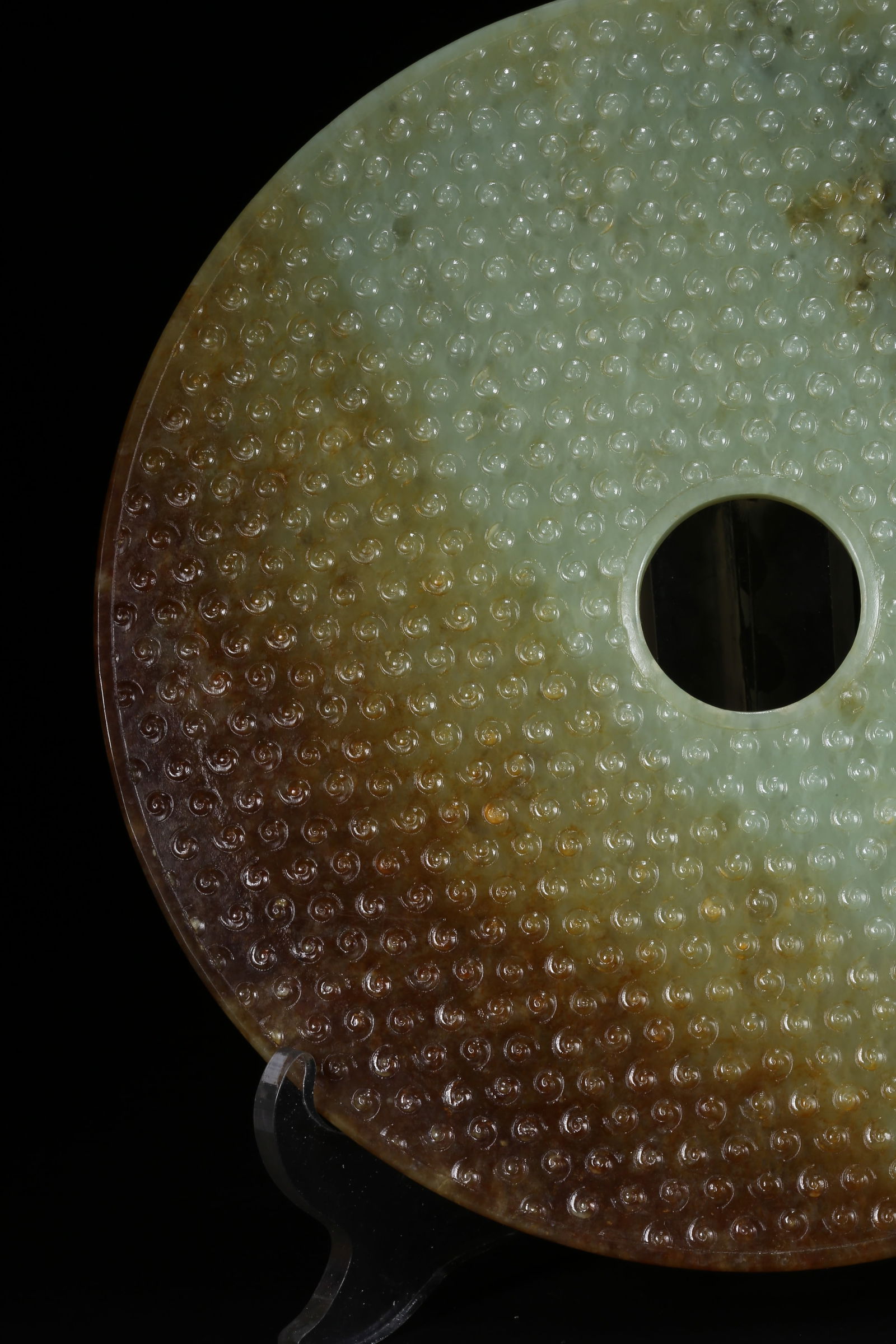 A ANCIENT JADE BI DISK WITH VALLEY PATTERN - 3