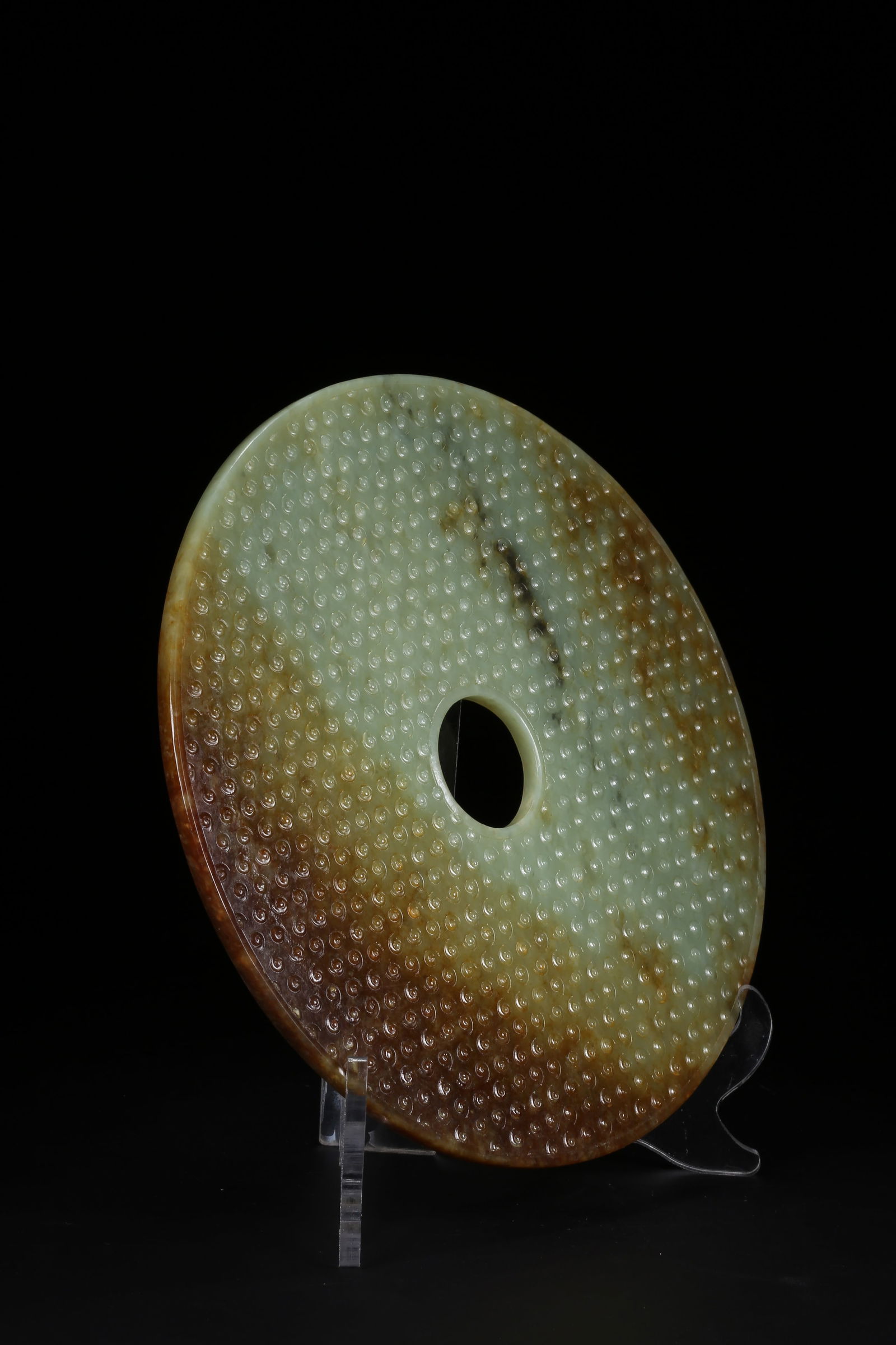 A ANCIENT JADE BI DISK WITH VALLEY PATTERN - 5