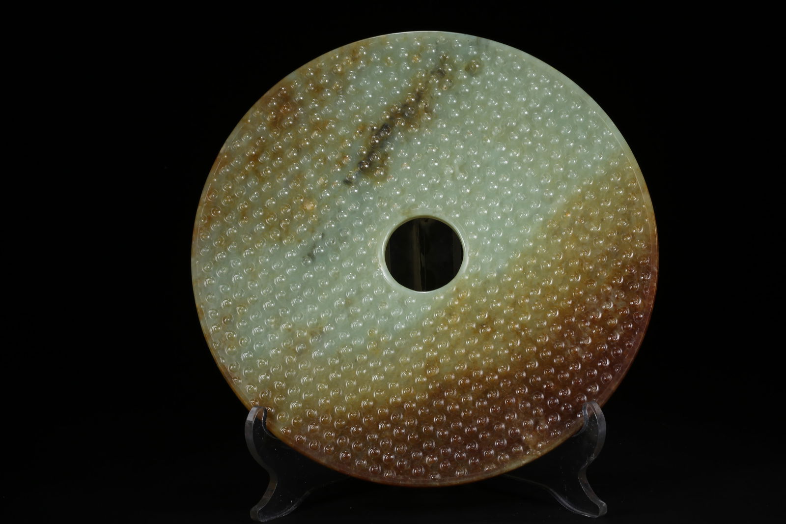 A ANCIENT JADE BI DISK WITH VALLEY PATTERN - 7