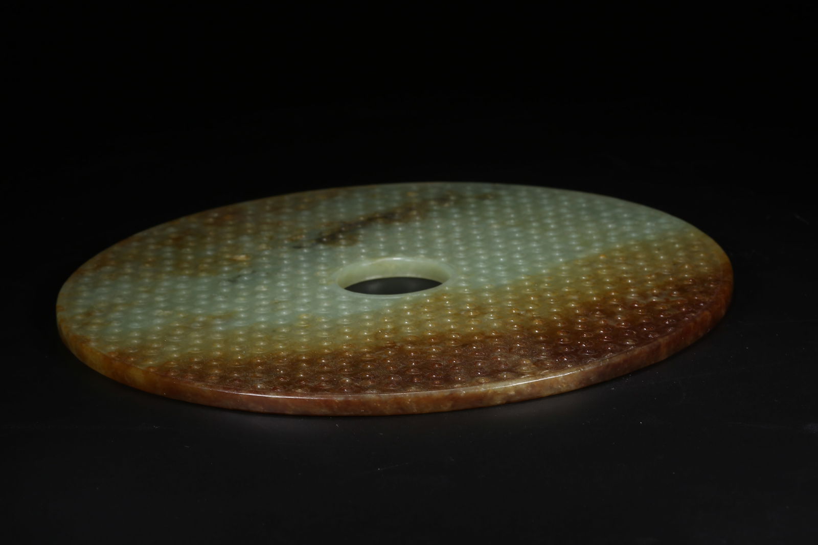 A ANCIENT JADE BI DISK WITH VALLEY PATTERN - 9
