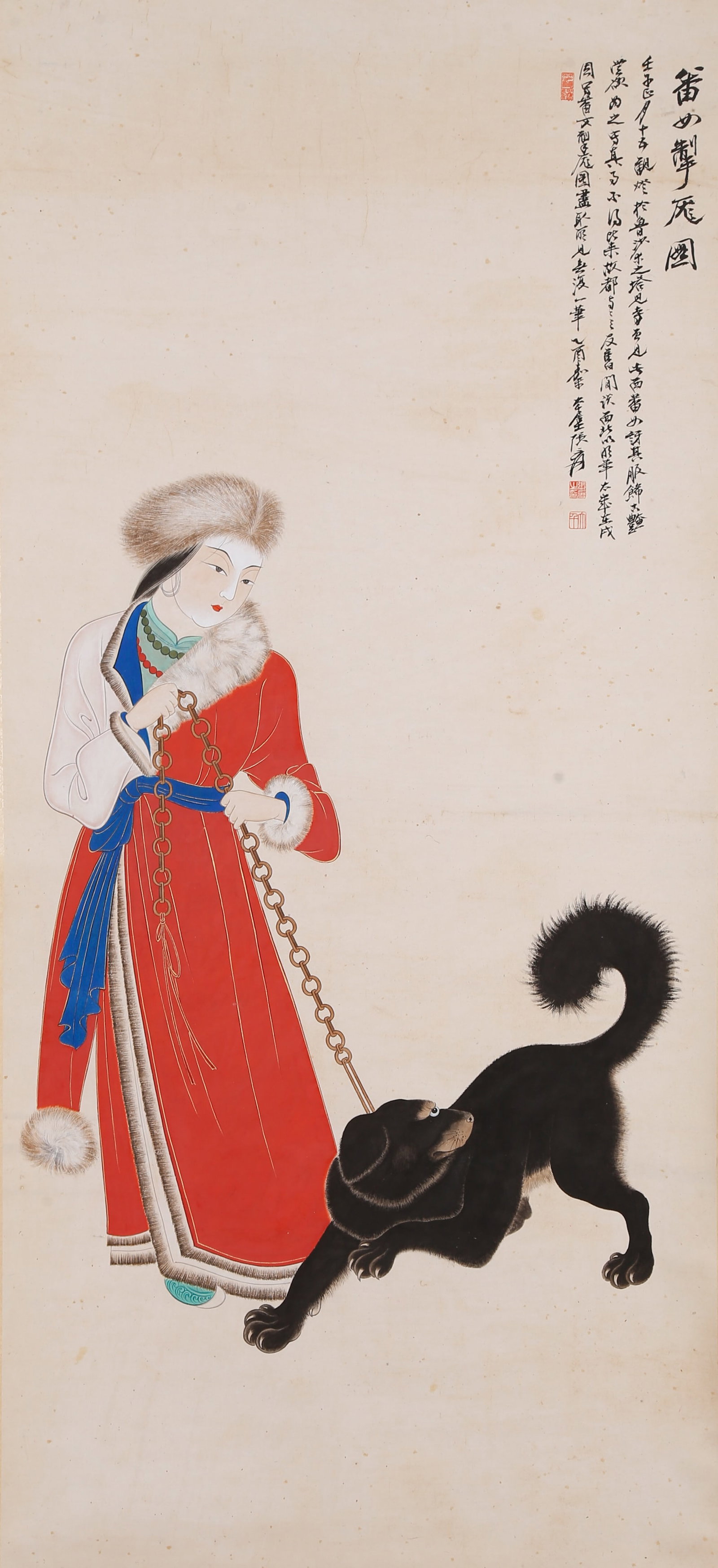 A FIGURE PAINTING ON PAPER BY ZHANG DAQIAN.張大千: Figure Painting on Paper by Zhang Daqian.張大千