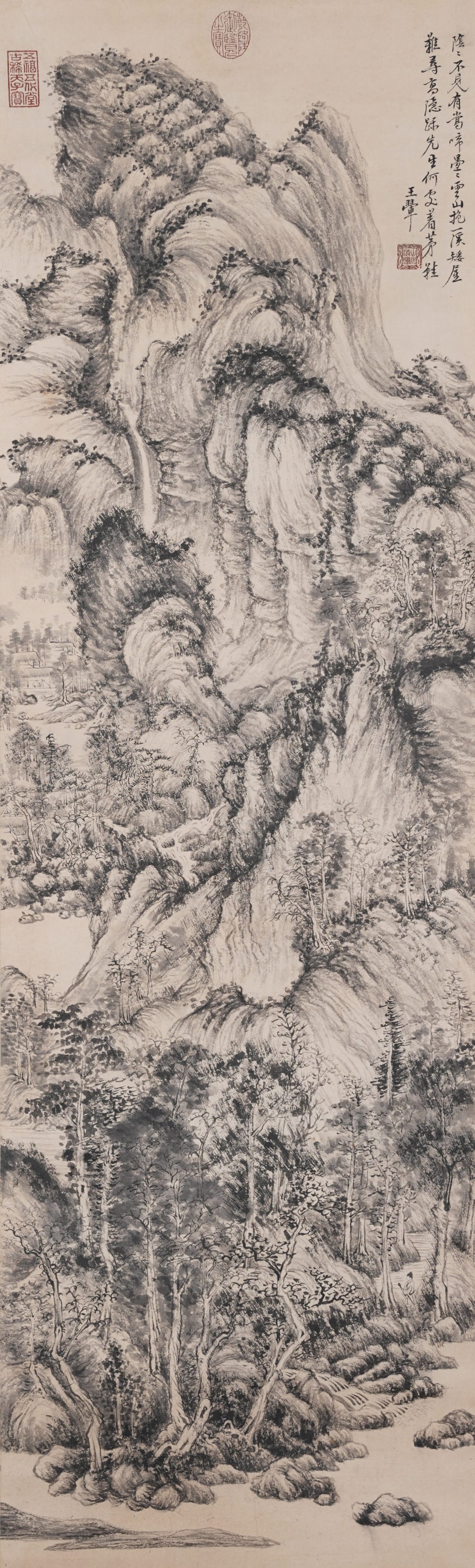 A LANDSCAPE PAINTING ON PAPER BY WANG HUI.王翚: Landscape Painting on Paper by Wang Hui.王翚