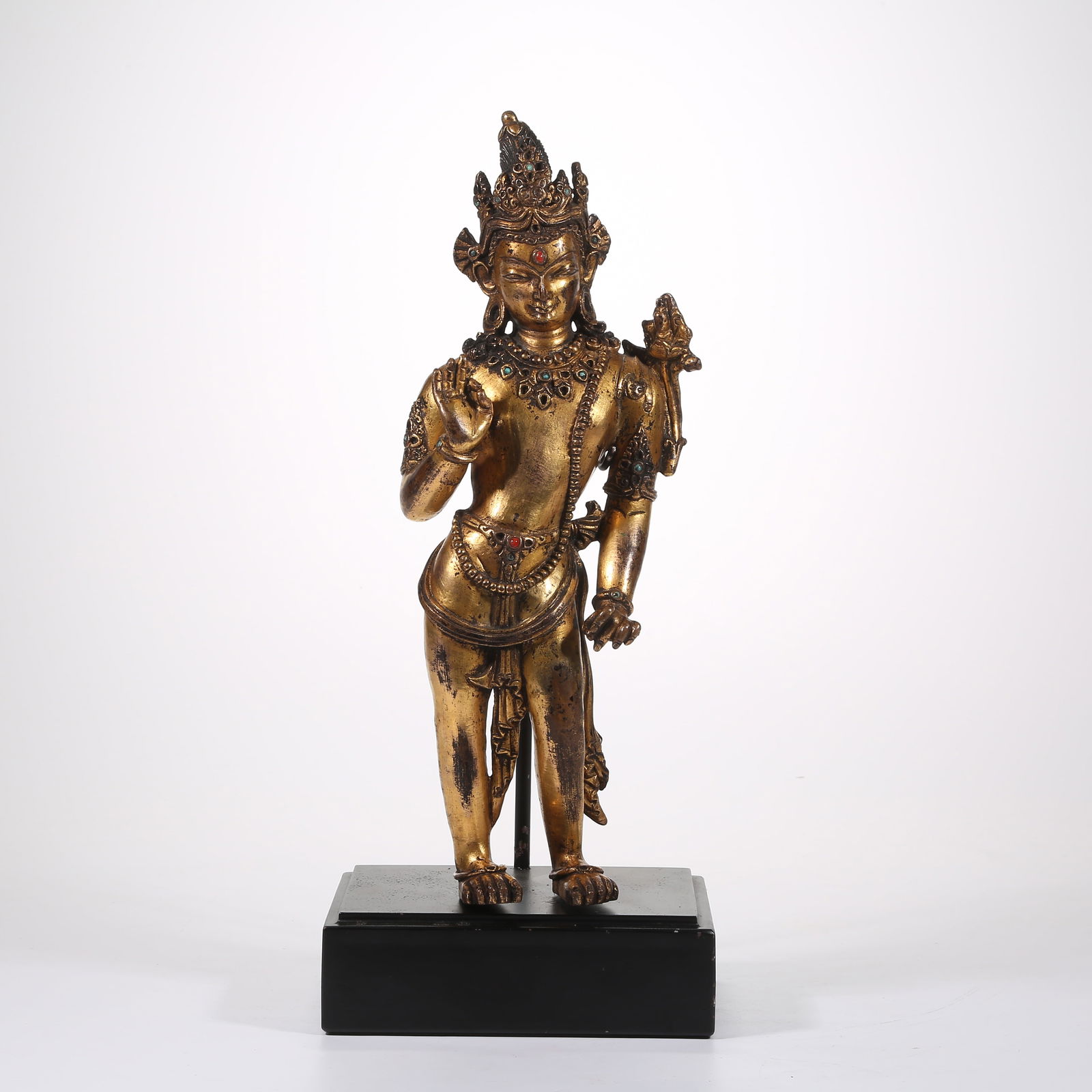 A GILT BRONZE STANDING MAITREYA STATUE (1 of 7)