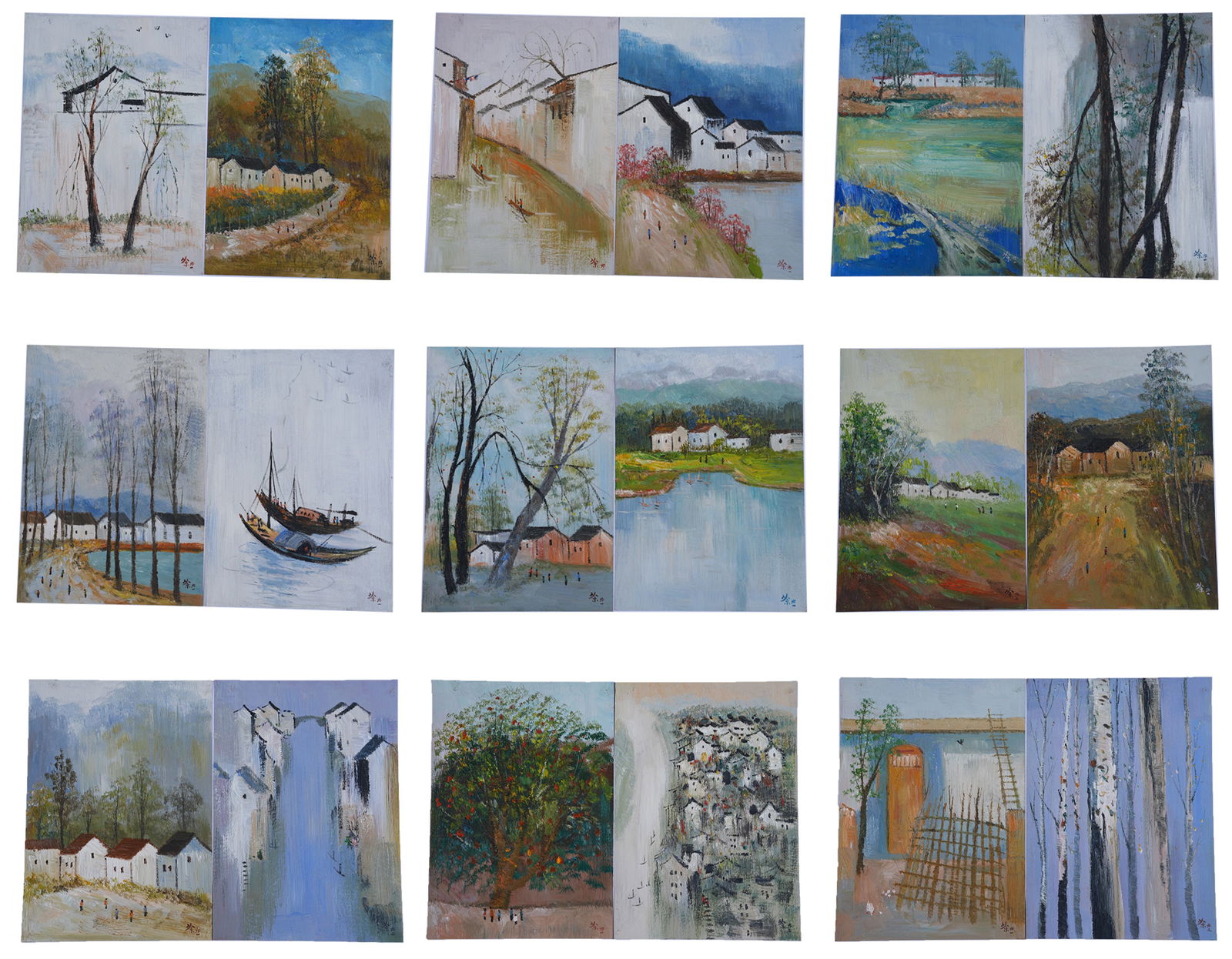 A OIL PAINTING SKETCHBOOK ON PAPER (SET, 20 LEAVES) BY WU GUANZHONG.吳冠中: Oil Painting Sketchbook on Paper (Set, 20 Leaves) by Wu Guanzhong.吳冠中