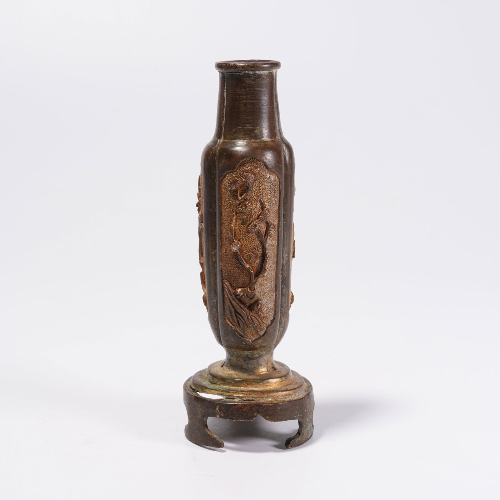 A PARTIAL GILT BRONZE VASE: Partial Gilt Bronze Vase