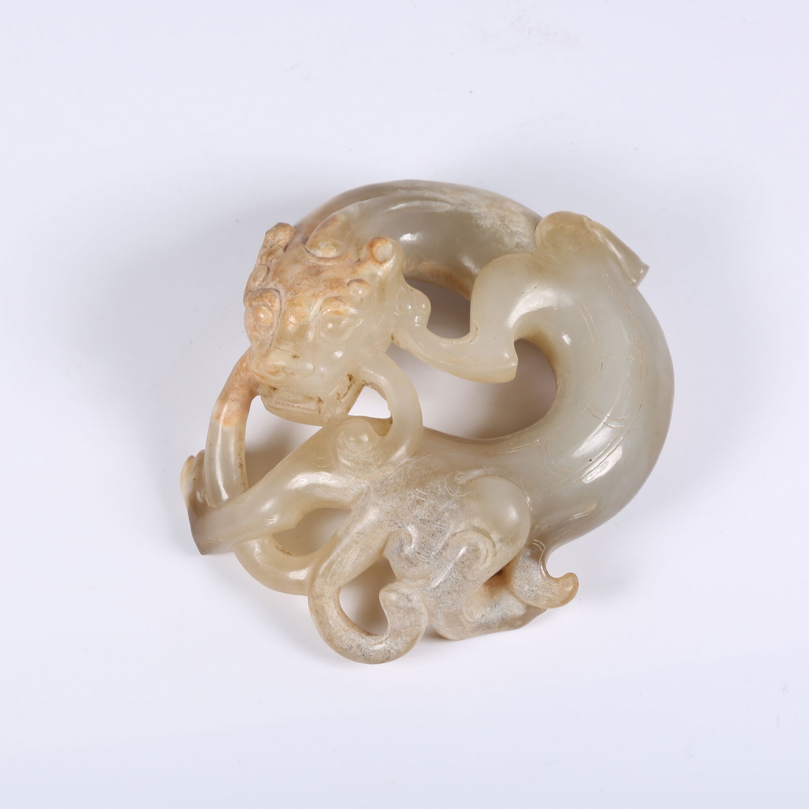 A ARCHAIC JADE CHILONG ORNAMENT: Archaic Jade Chilong Ornament