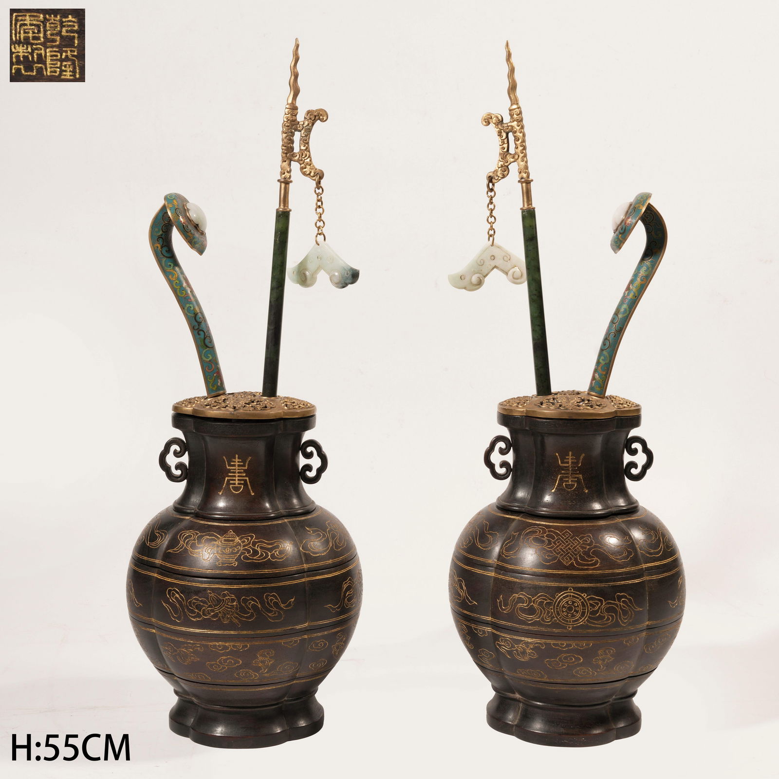 A LACQUER TIERED ALTAR DISPLAY OF PURE OFFERINGS: Lacquer Tiered Altar Display of Pure Offerings