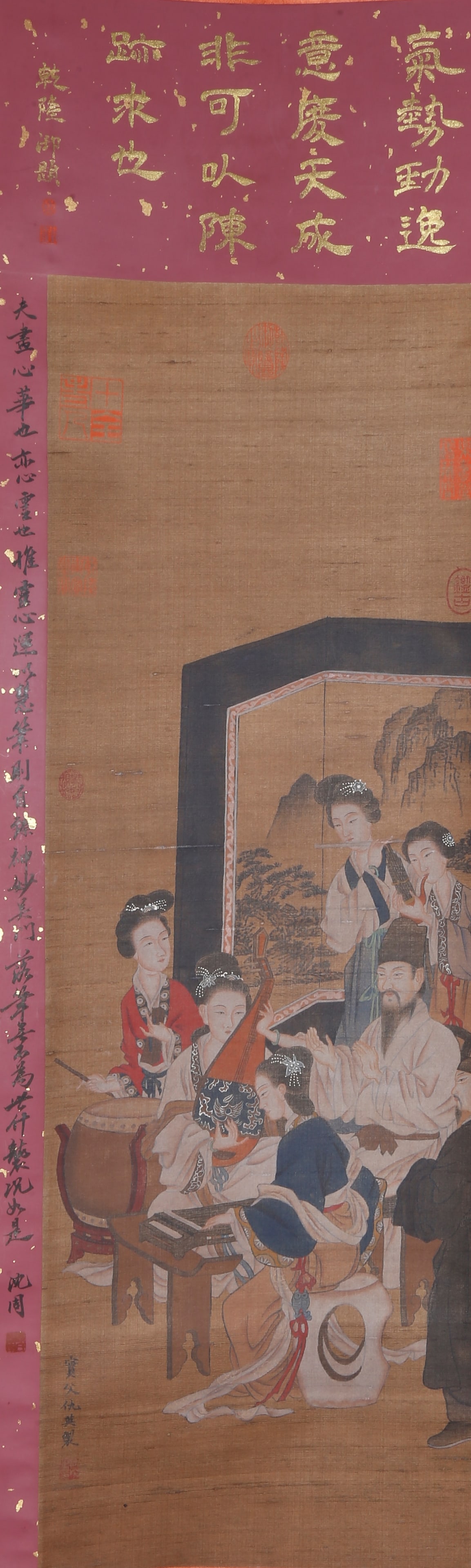 A FIGURES PAINTING ON SILK BY QIU YING.仇英: Figures Painting on Silk by Qiu Ying.仇英