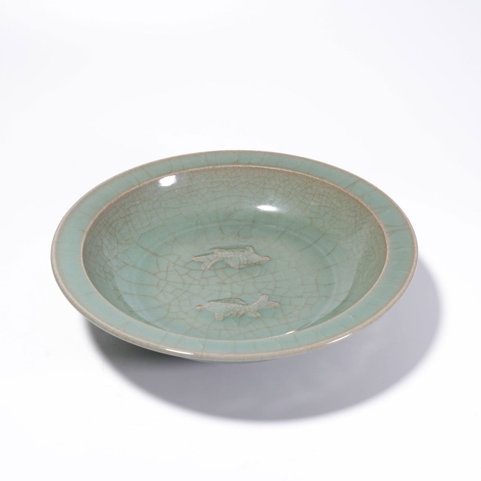 A RU KILN DOUBLE-FISH WASH BASIN: Ru Kiln Double-Fish Wash Basin