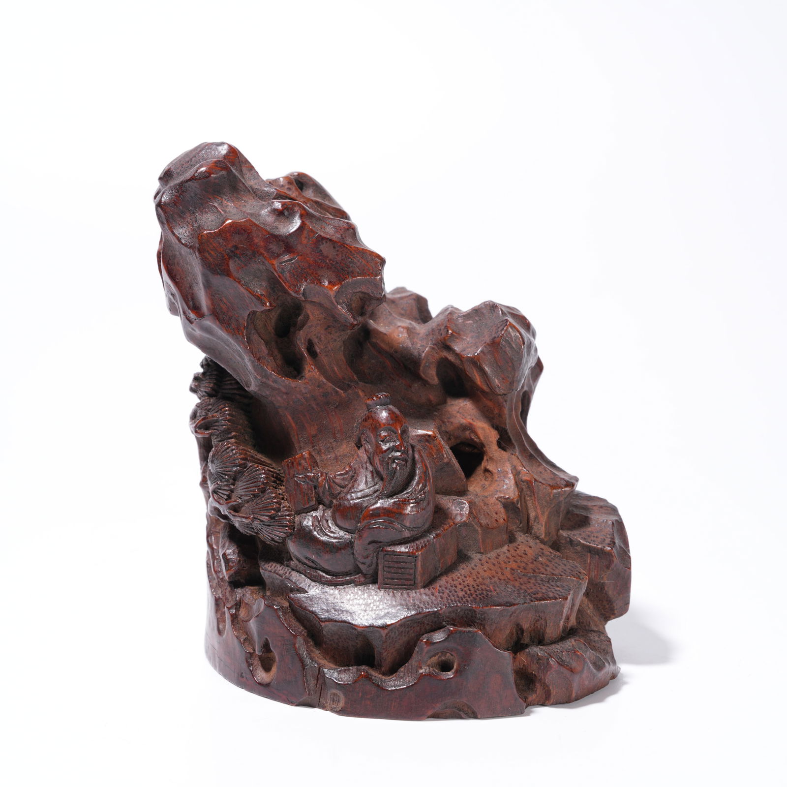 A BAMBOO ROOT CARVING FIGURE MOUNTAIN ORNAMENT: Bamboo Root Carving Figure Mountain Ornament
