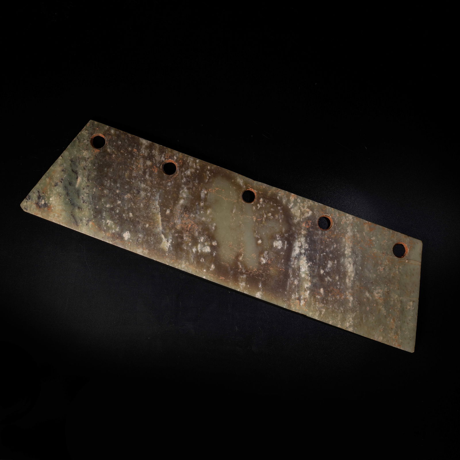 A ANCIENT JADE FIVE-HOLE KNIFE: Ancient Jade Five-Hole Knife