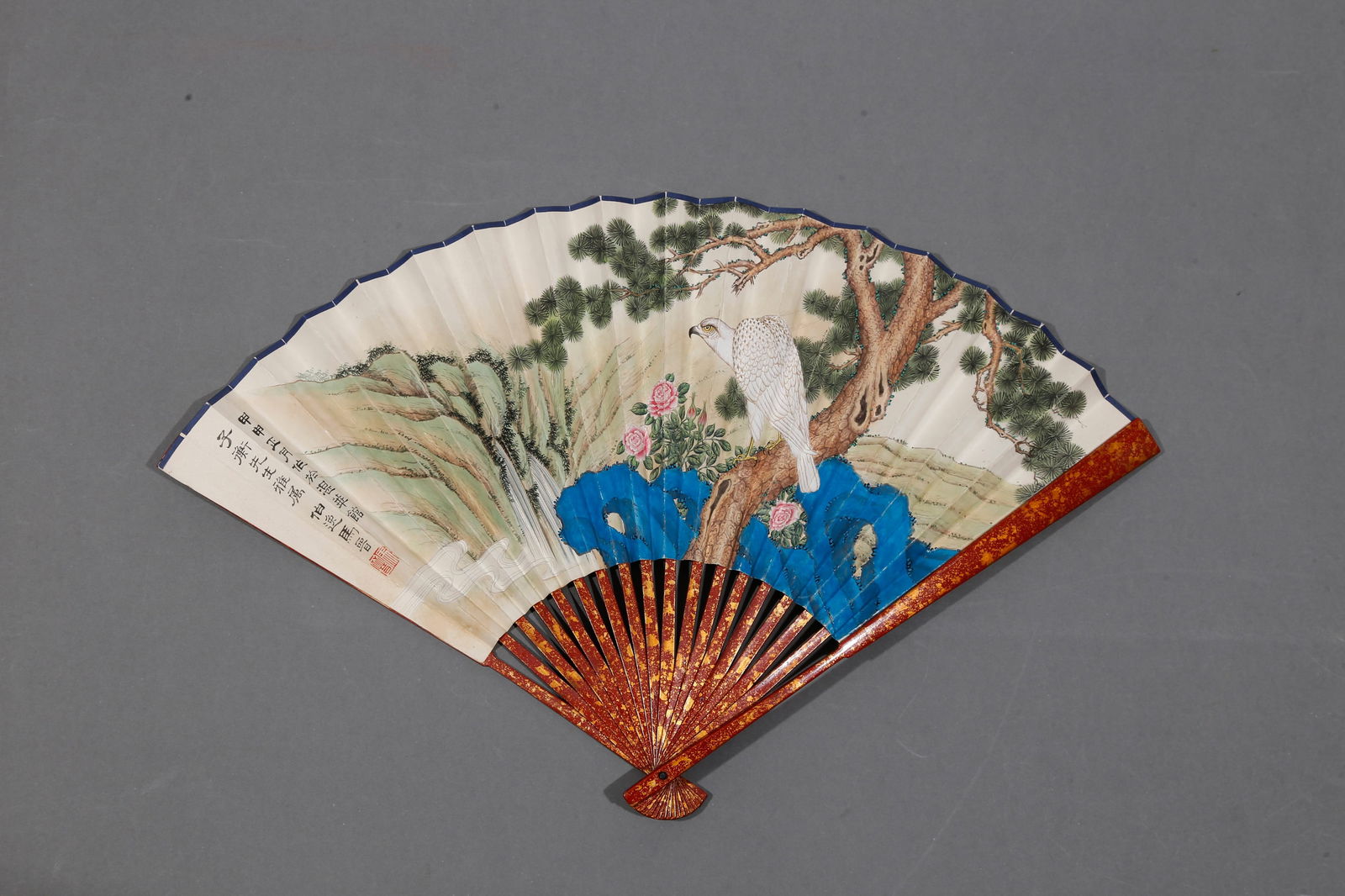 A FLOWER AND BIRD PAINTING ON PAPER FAN BY MA JIN.馬晉 (1 of 7)