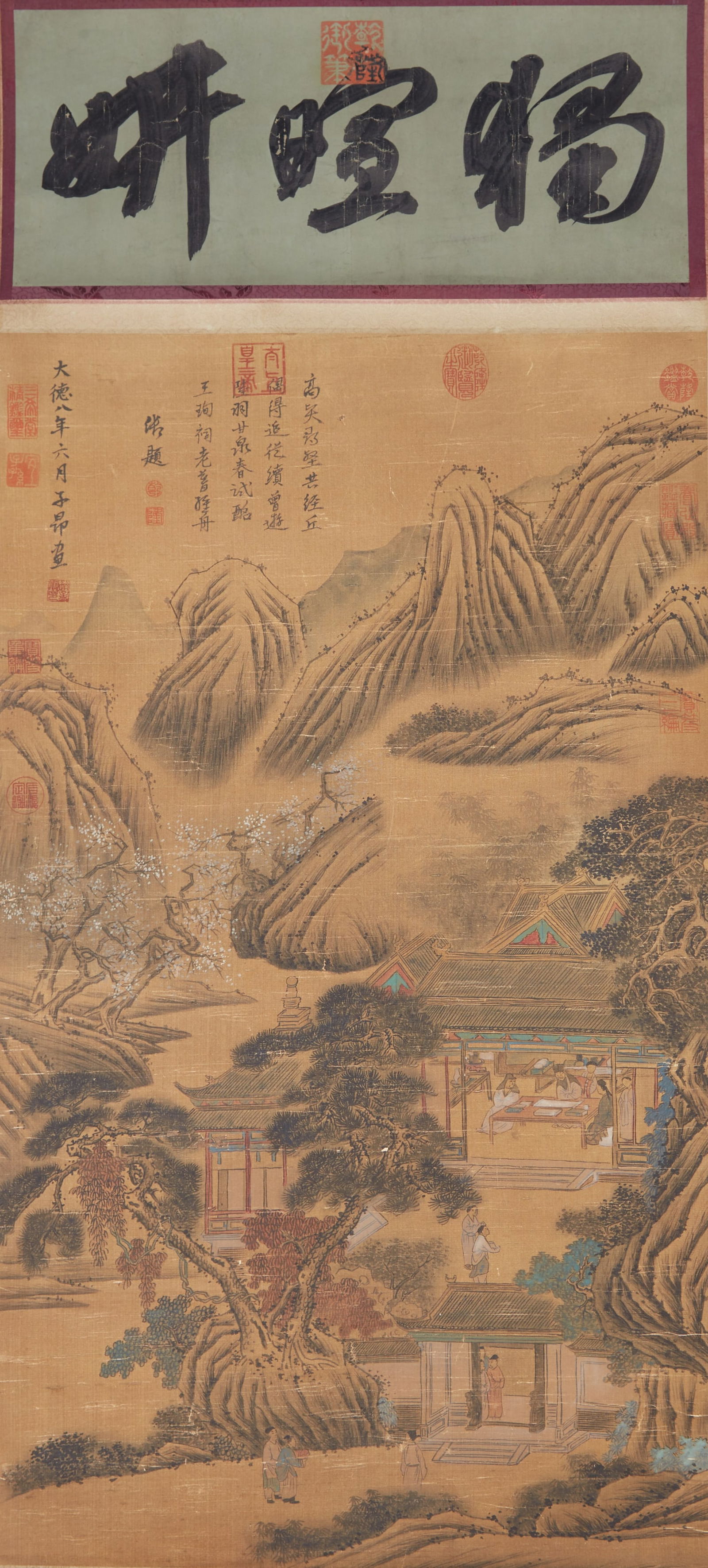 A LANDSCAPE AND FIGURES ON SILK BY ZHAO MENGFU.趙孟頫 (1 of 10)