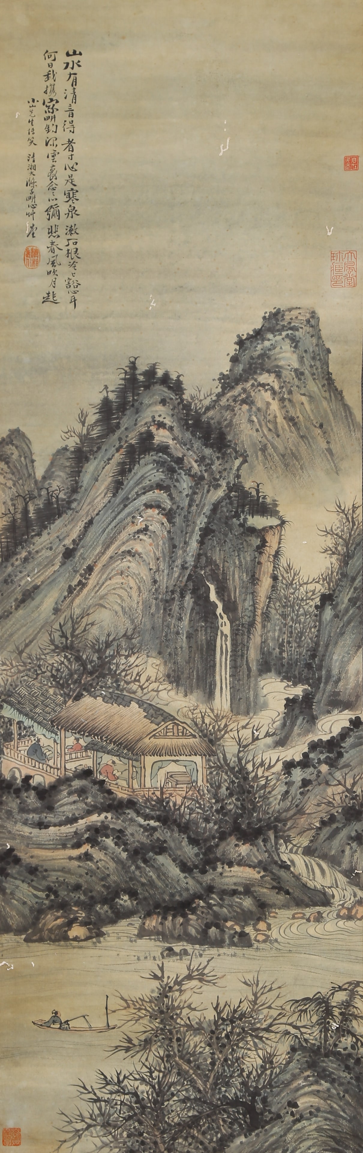A LANDSCAPE PAINTING ON PAPER BY SHITAO.石濤: Landscape Painting on Paper by Shitao.石濤