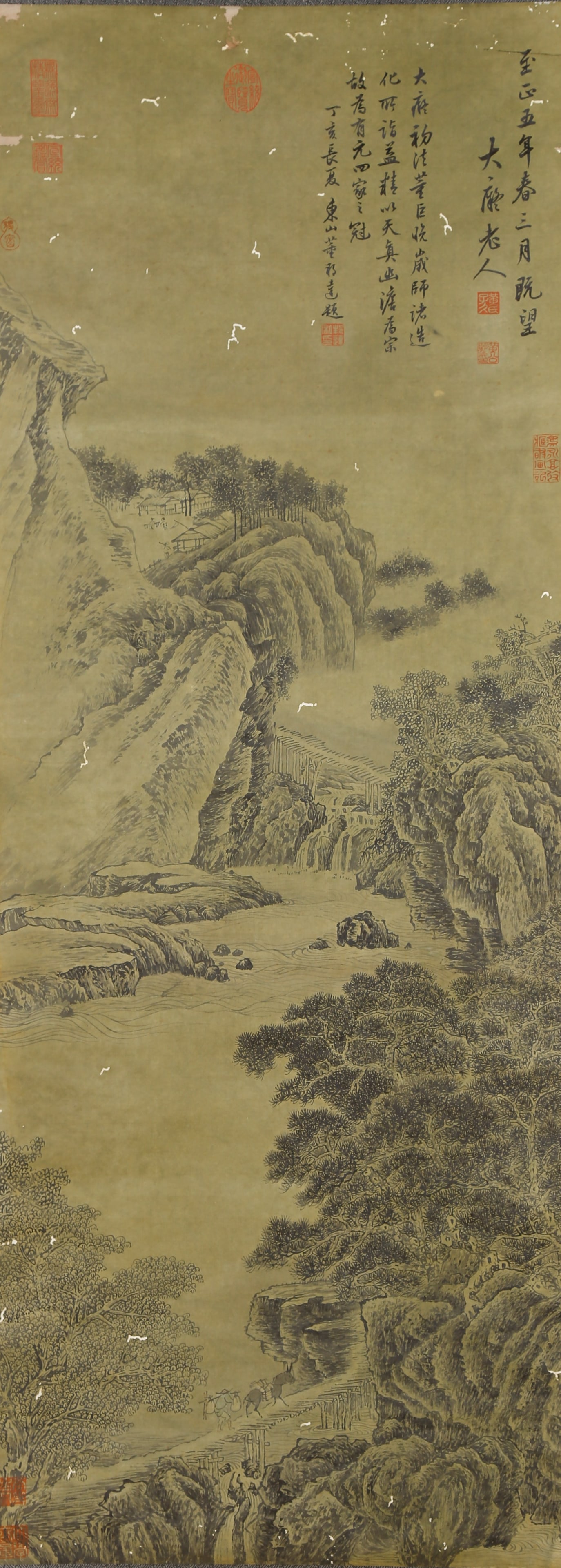 A LANDSCAPE PAINTING ON PAPER BY HUANG GONGWANG.黃公望: Landscape Painting on Paper by Huang Gongwang.黃公望