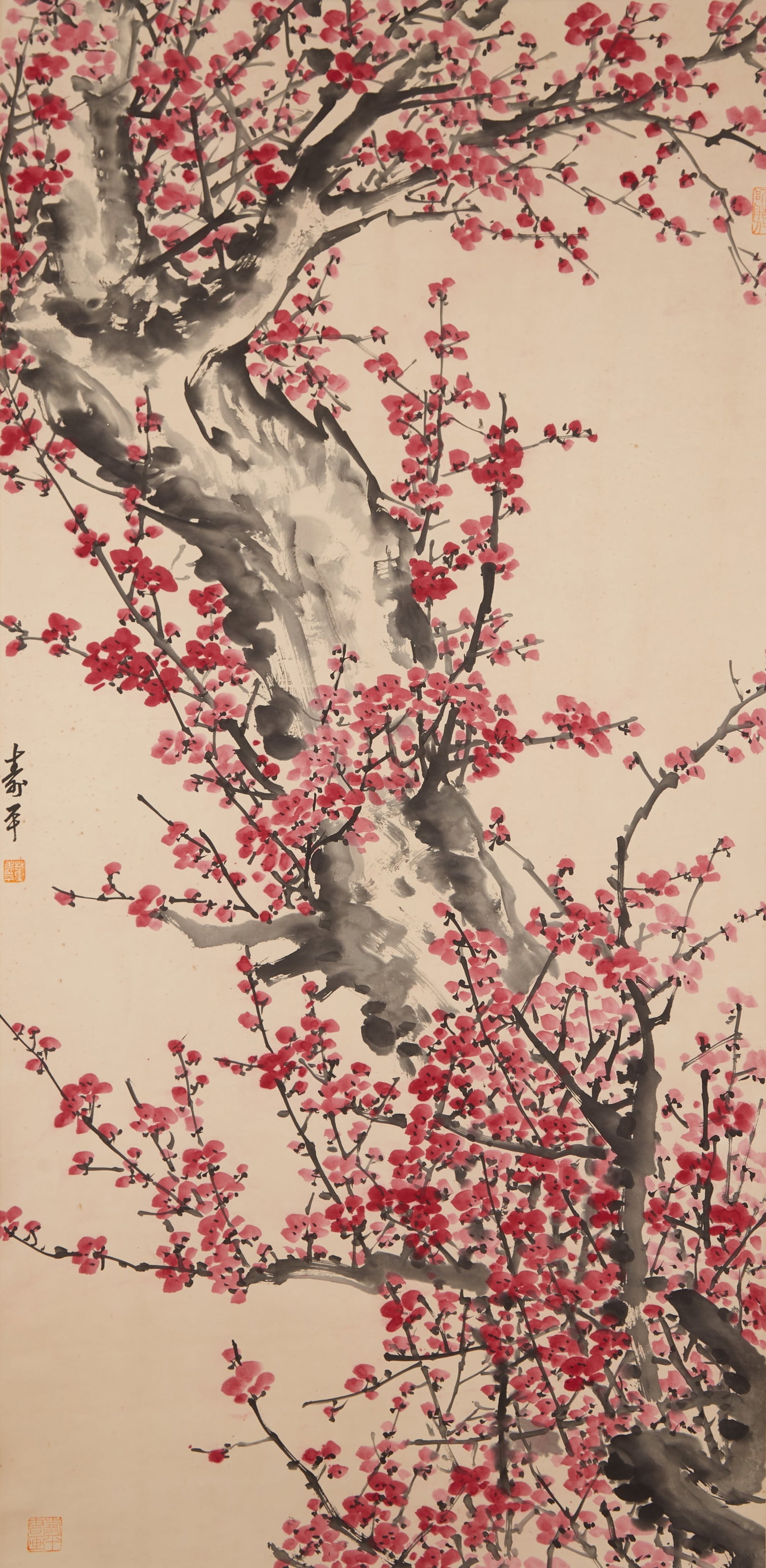 A PLUM BLOSSOM PAINTING ON PAPER BY DONG SHOUPING.董壽平 (1 of 11)
