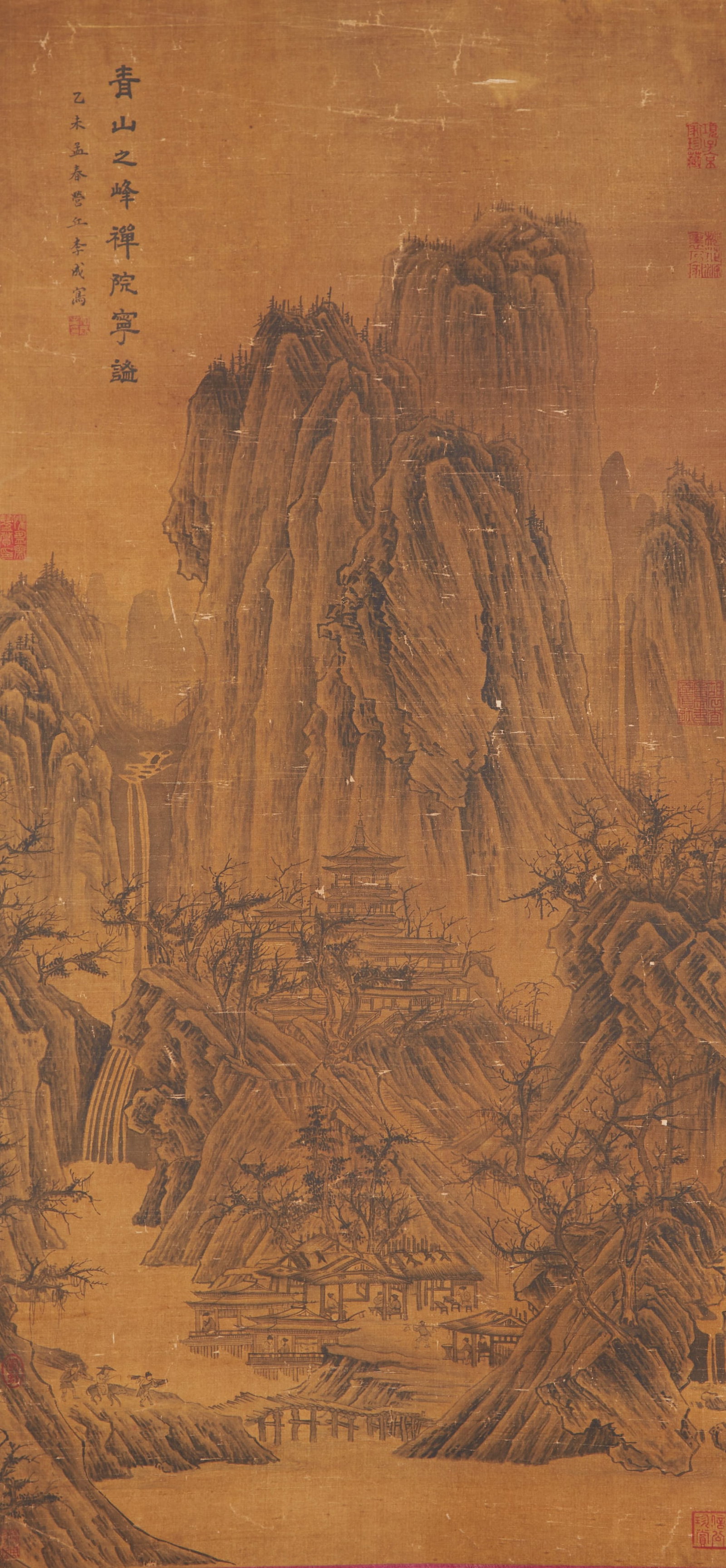 A "LANDSCAPE WITH PAVILIONS", PAINTING ON SILK BY LI CHENG.李成: "Landscape with Pavilions", Painting on Silk by Li Cheng.李成