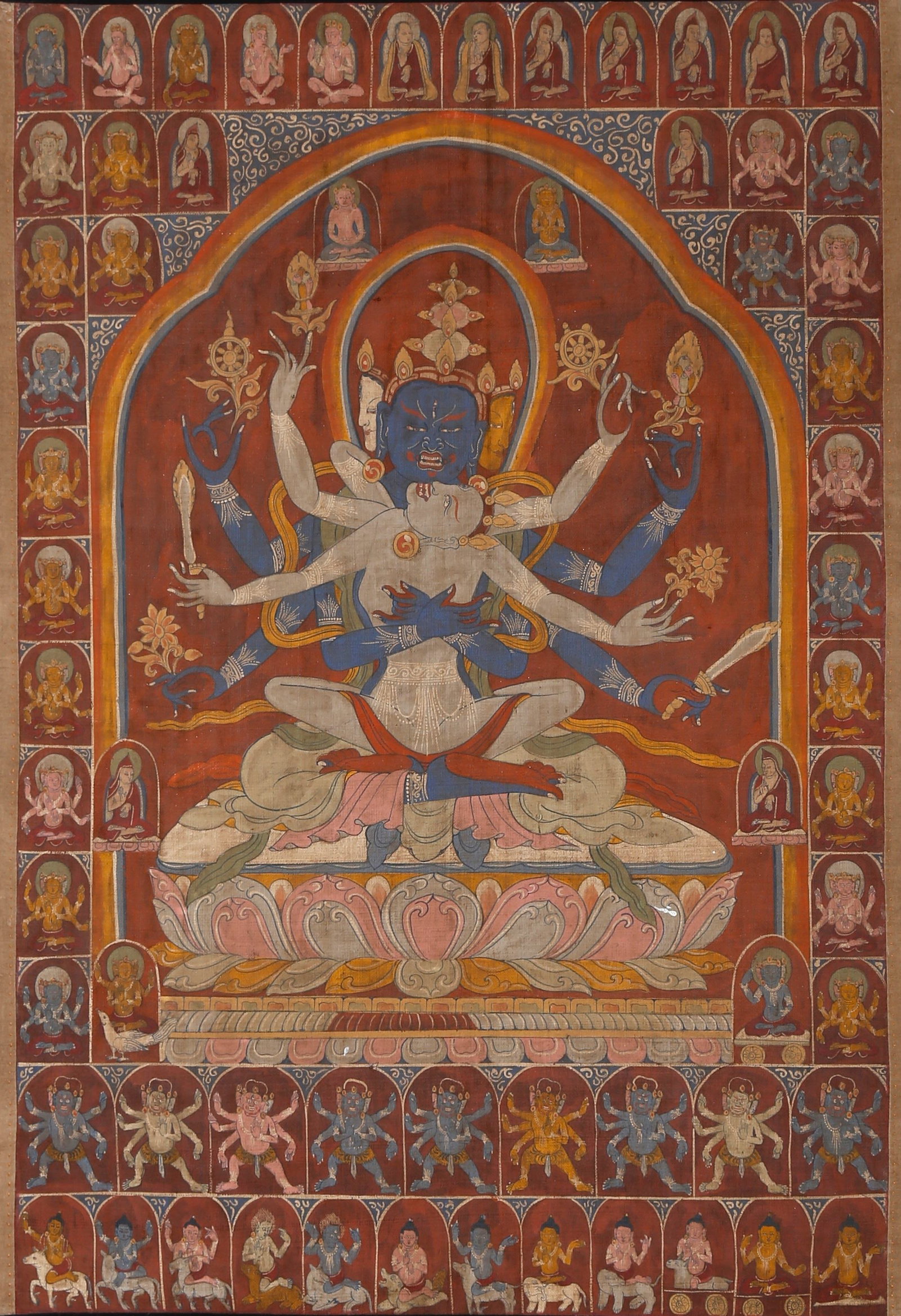 15TH CENTURY TIBETAN THANGKA OF GUHYASAMAJA (1 of 10)