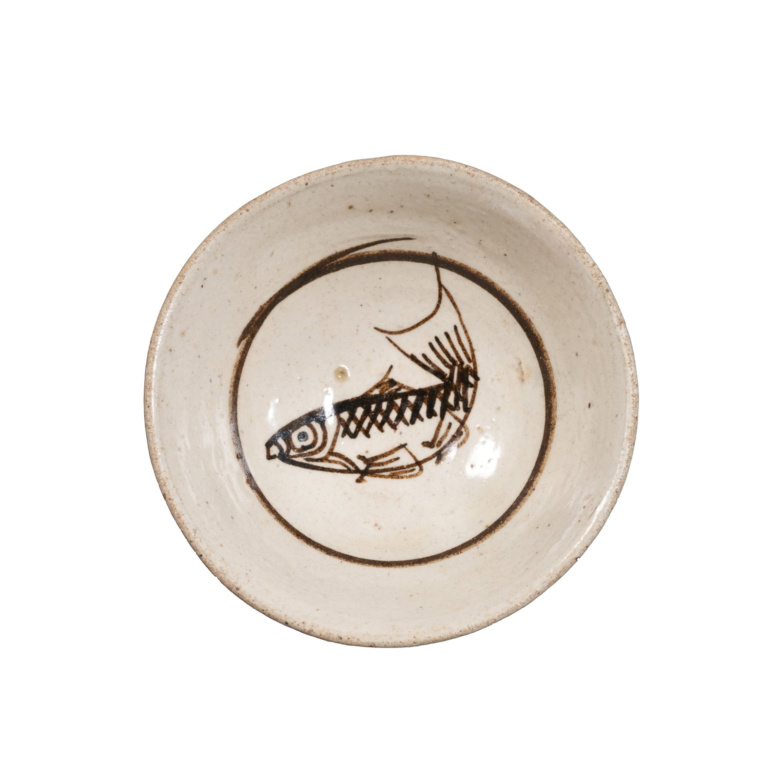 SONG DYNASTY CIZHOU KILN WHITE GROUND BLACK PAINTED BOWL WITH JOYFUL FISH DESIGN (1 of 6)