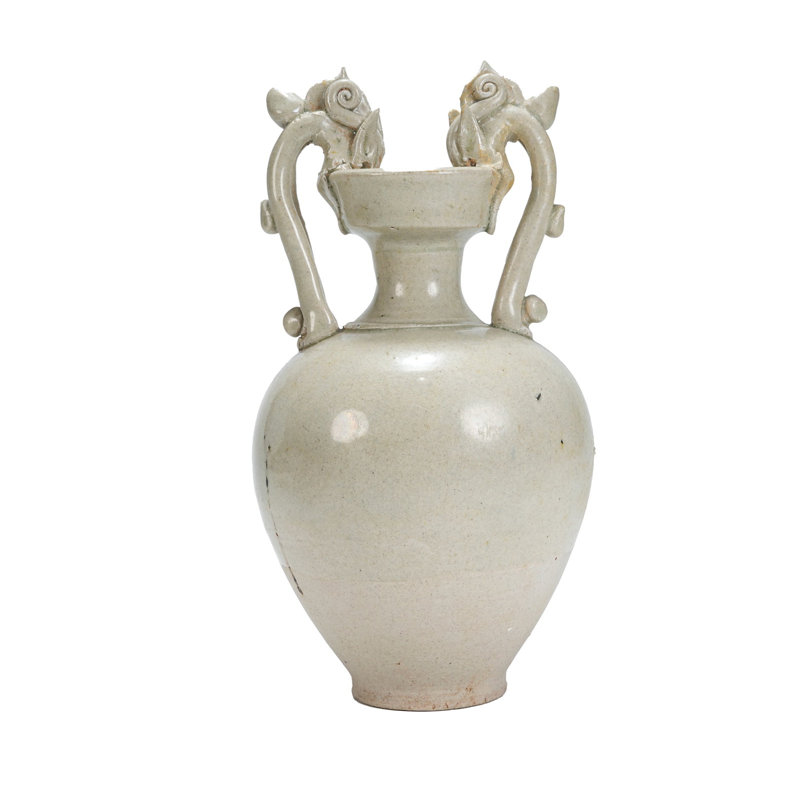 GONGYI KILN WHITE GLAZED DOUBLE-DRAGON-HANDLED VASE, SUI DYNASTY (1 of 9)