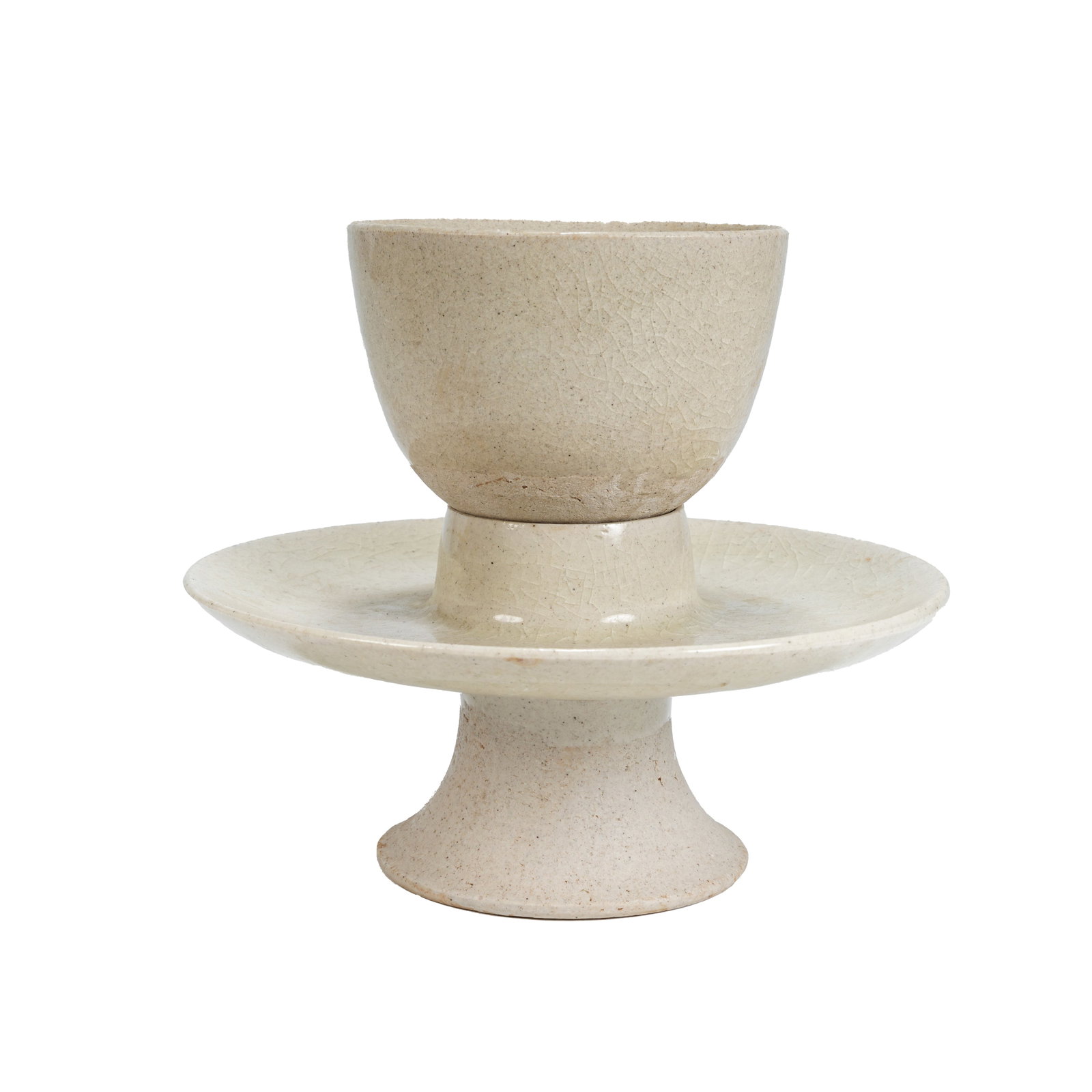 XIANGZHOU KILN WHITE GLAZED STEM CUP STAND, SUI DYNASTY (1 of 9)