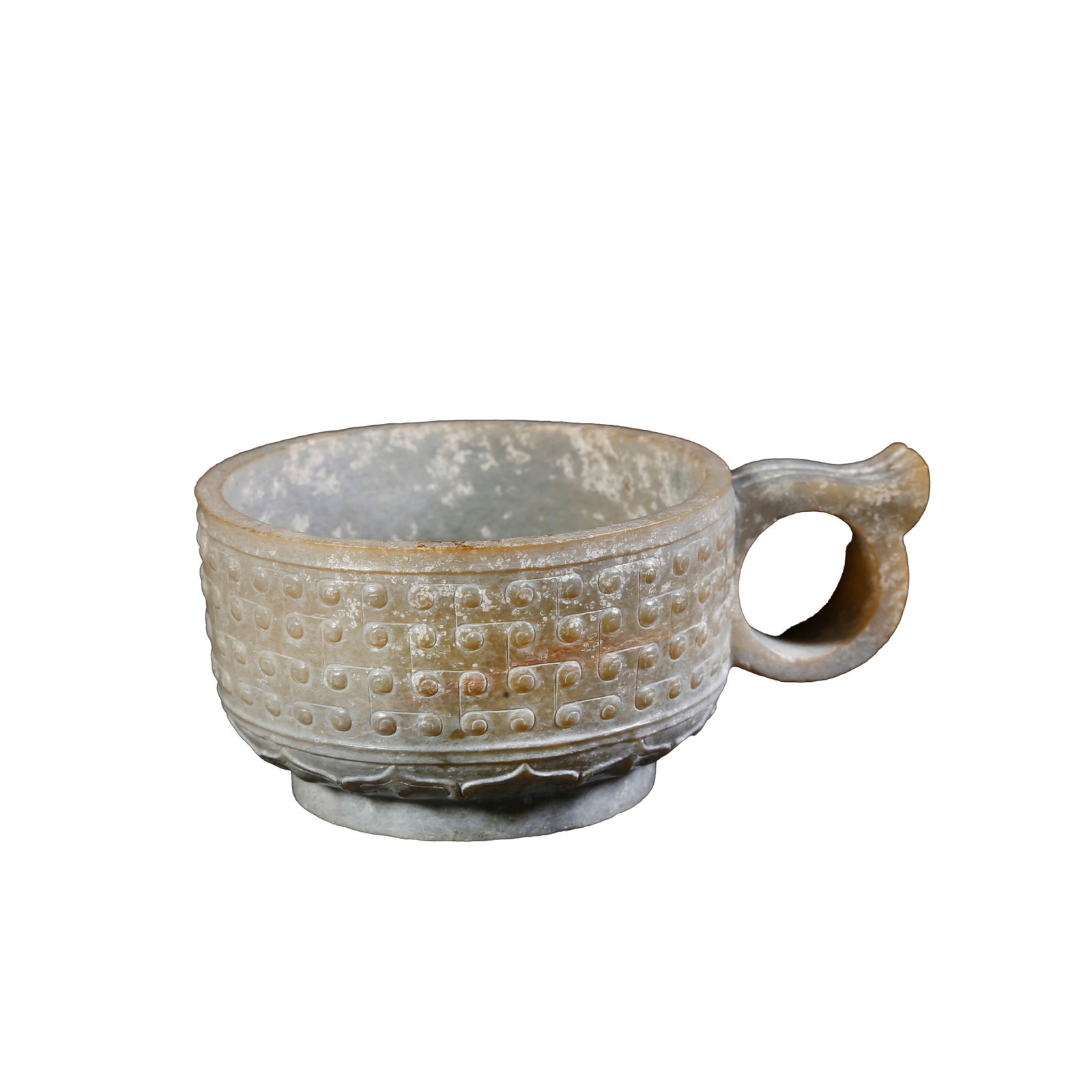 HETIAN WHITE JADE SINGLE-HANDLED CUP WITH NAIL PATTERN, HAN DYNASTY (1 of 8)