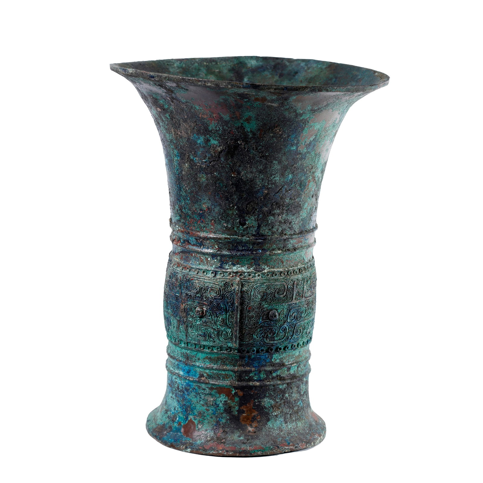 BRONZE ZUN VESSEL WITH BEAST MASK PATTERN, SHANG DYNASTY (1 of 10)