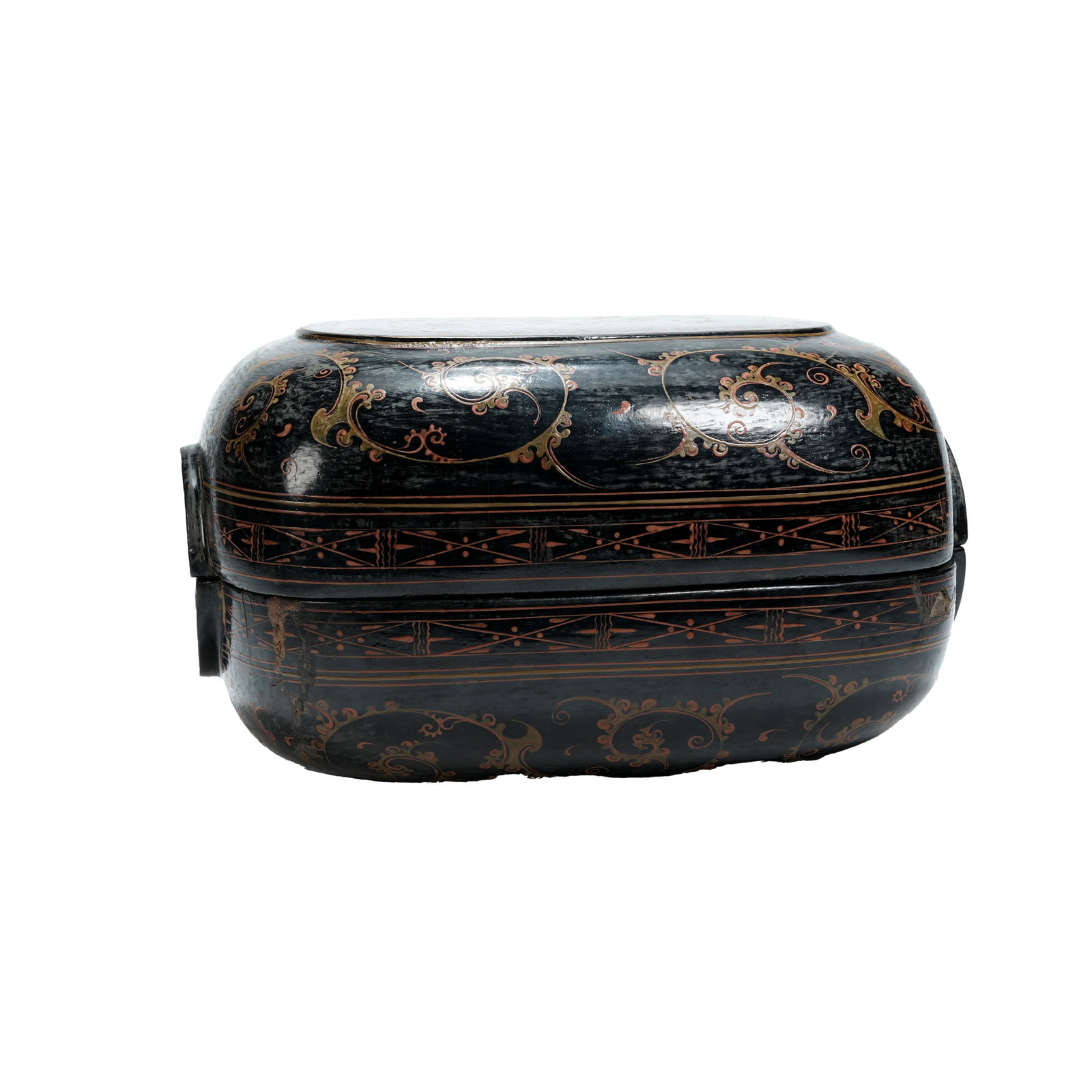 GOLD-TRACED LACQUER EAR CUP BOX, HAN DYNASTY (1 of 9)