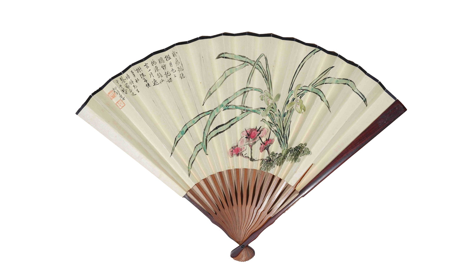 PAPER FAN PAINTED WITH ORCHIDS IN COLOR BY LU YIFEI.陆抑非 (1 of 10)