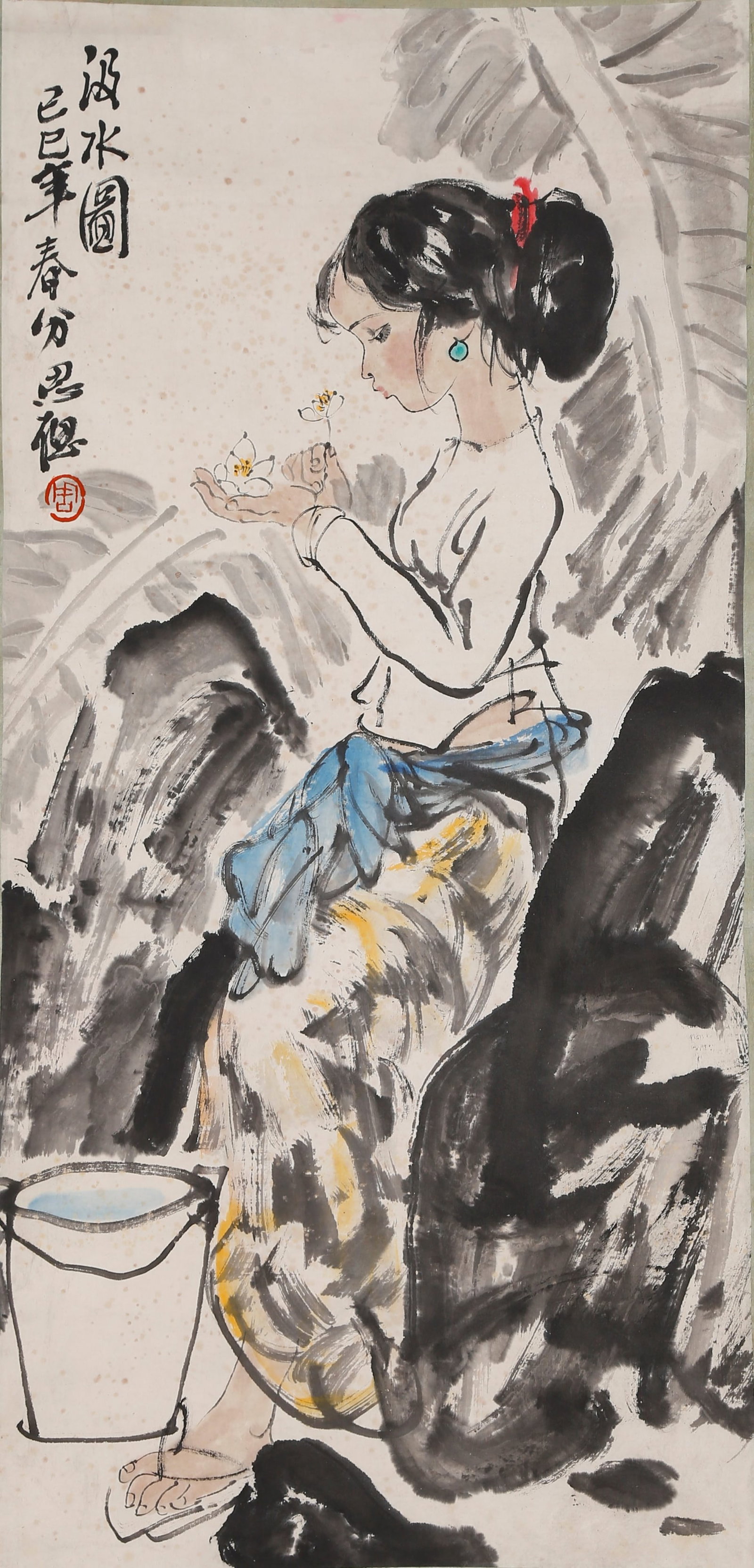 VERTICAL COLORED PAPER SCROLL FETCHING WATER BY ZHOU SICONG.周思聪 (1 of 11)
